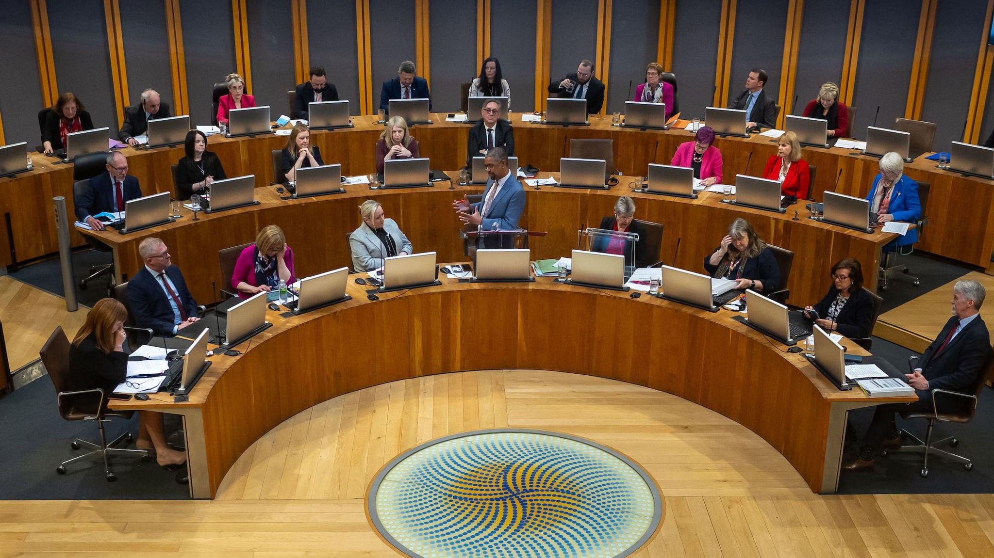 General view of the Senedd's debating chamber