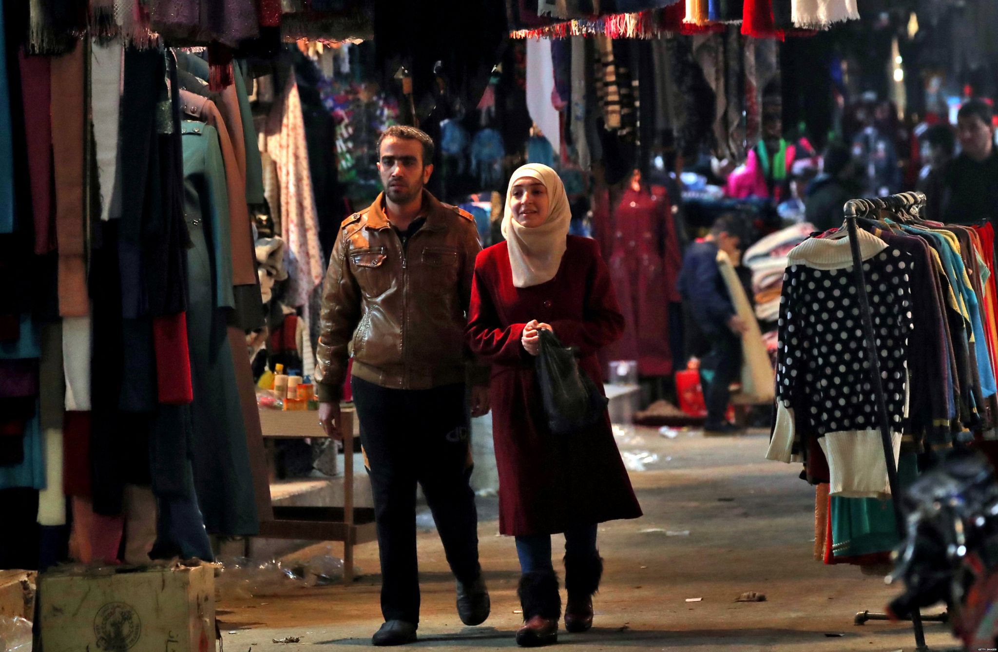 A couple in a market