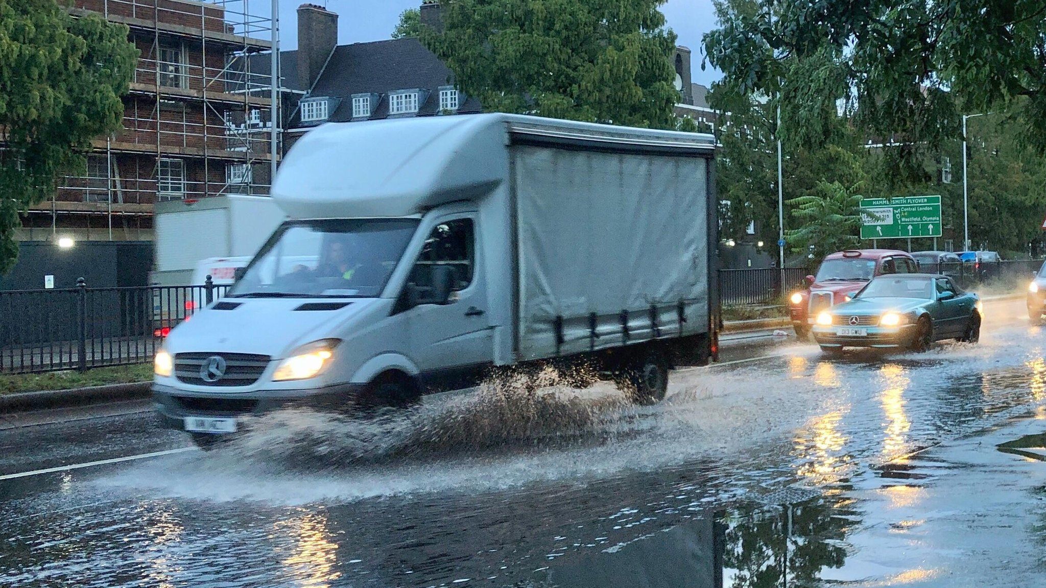 Flooded road in Hammersmith
