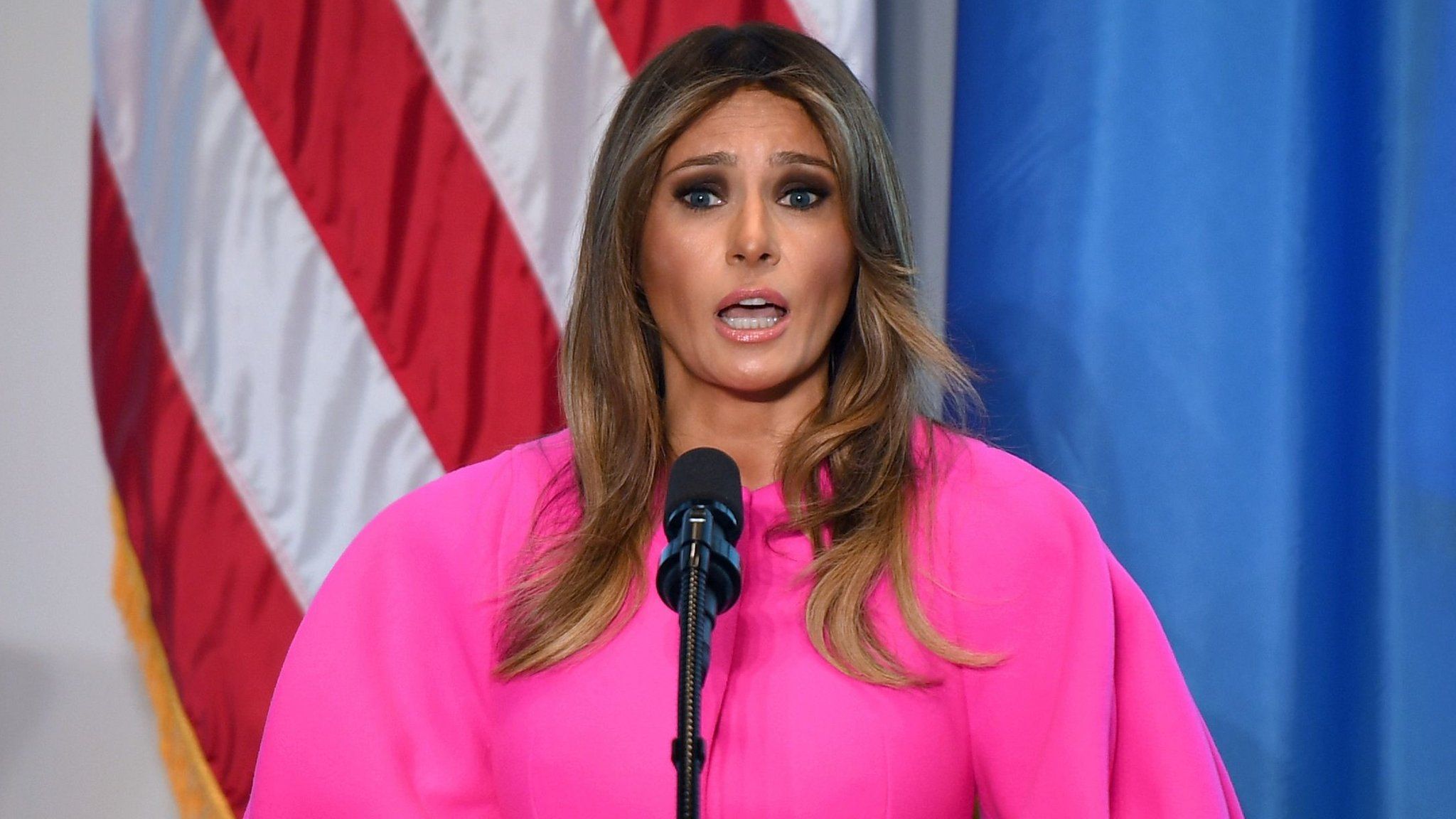 Melania Trump speaks at a luncheon at the UN General Assembly
