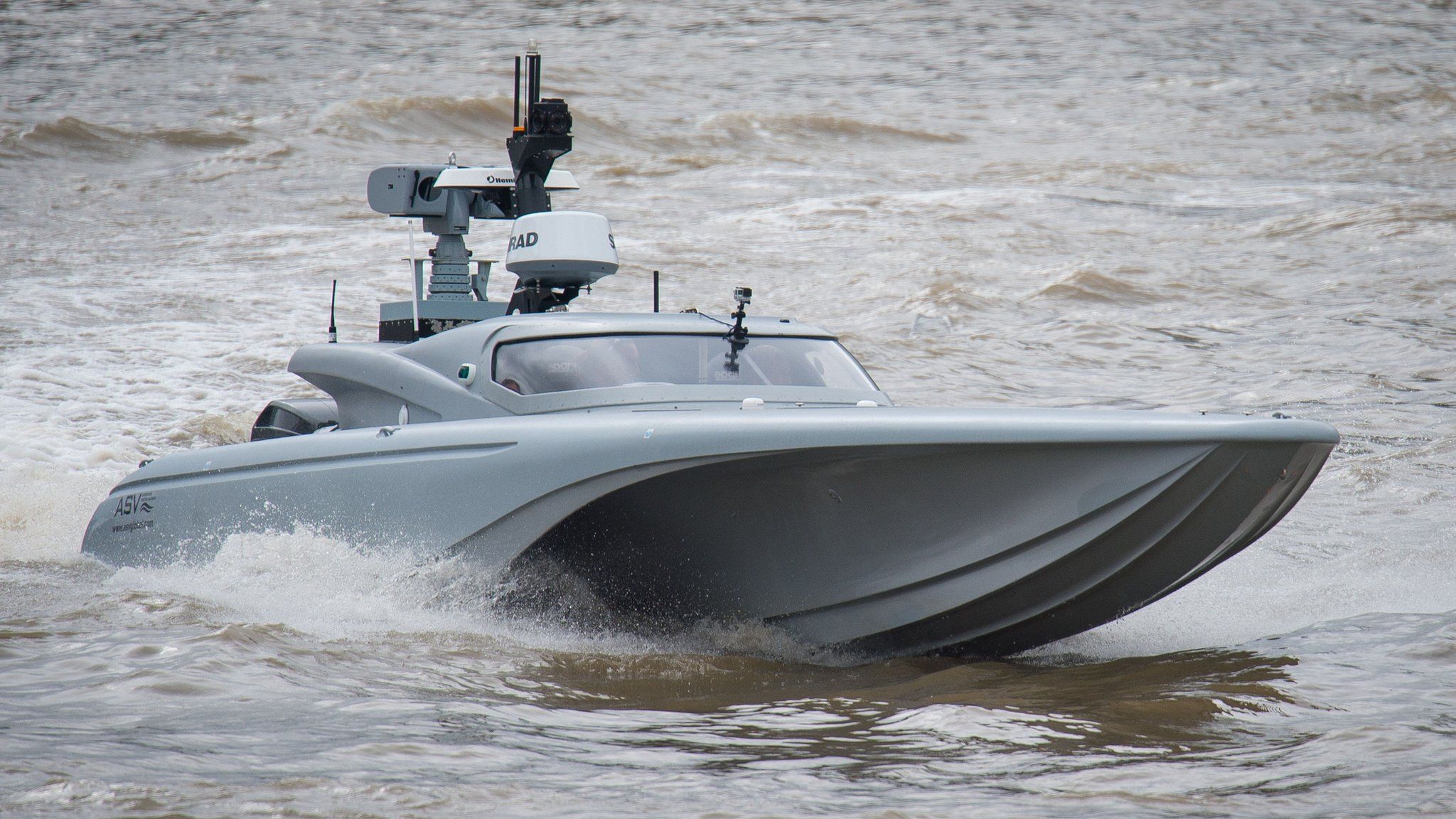 Unmanned military boat on Thames