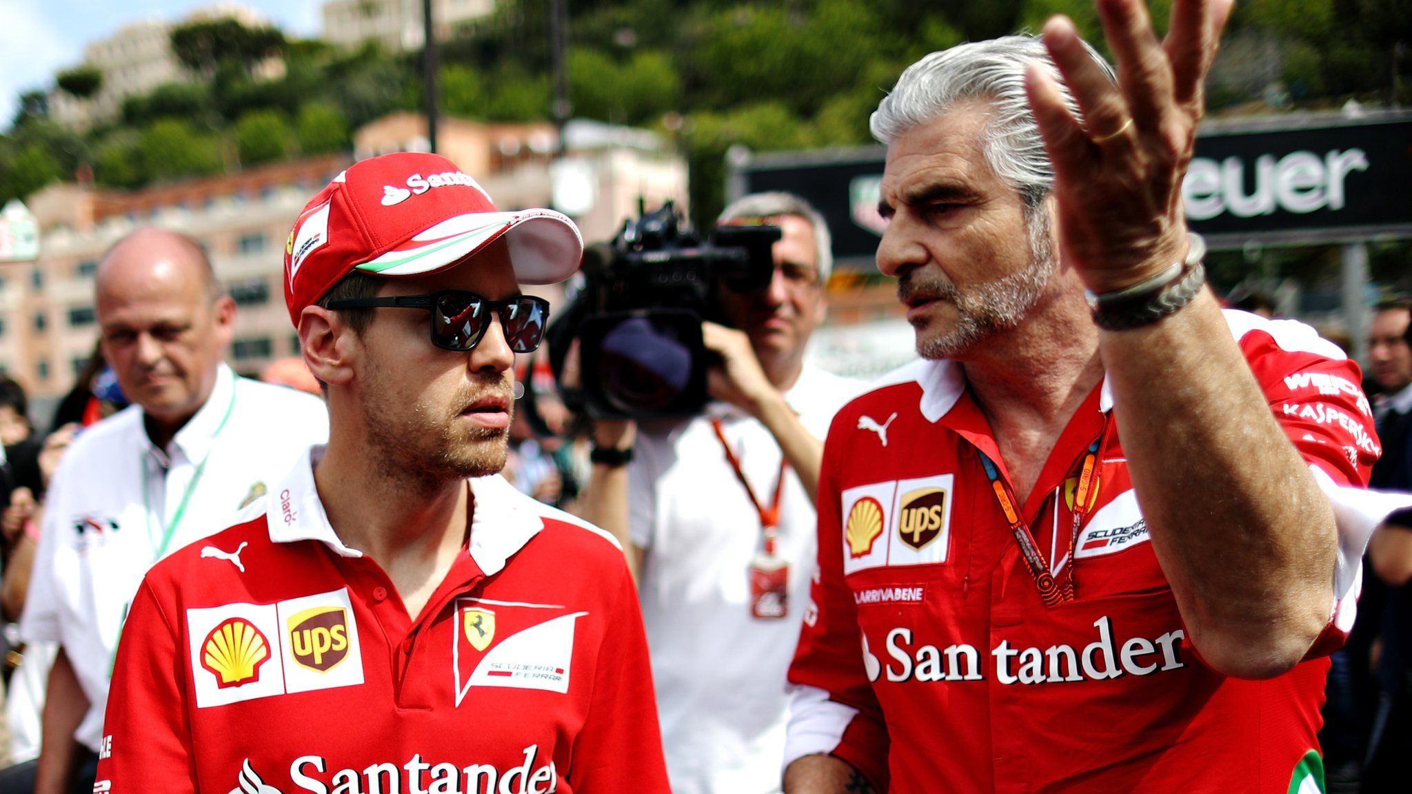 Sebastian Vettel and Maurizio Arrivabene