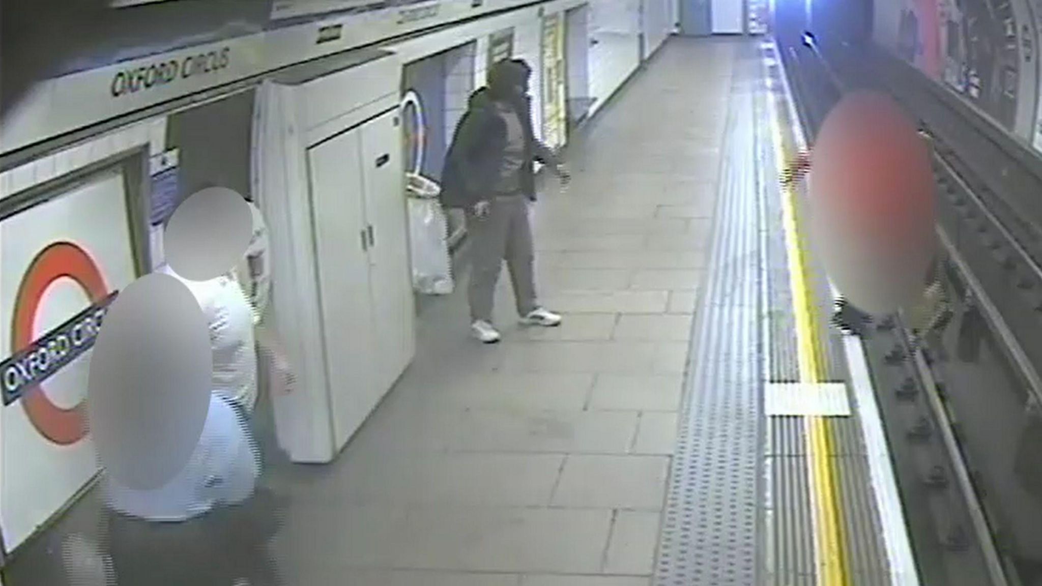 A still from CCTV footage of the moment Tadeusz Potoczek was pushed off the platform