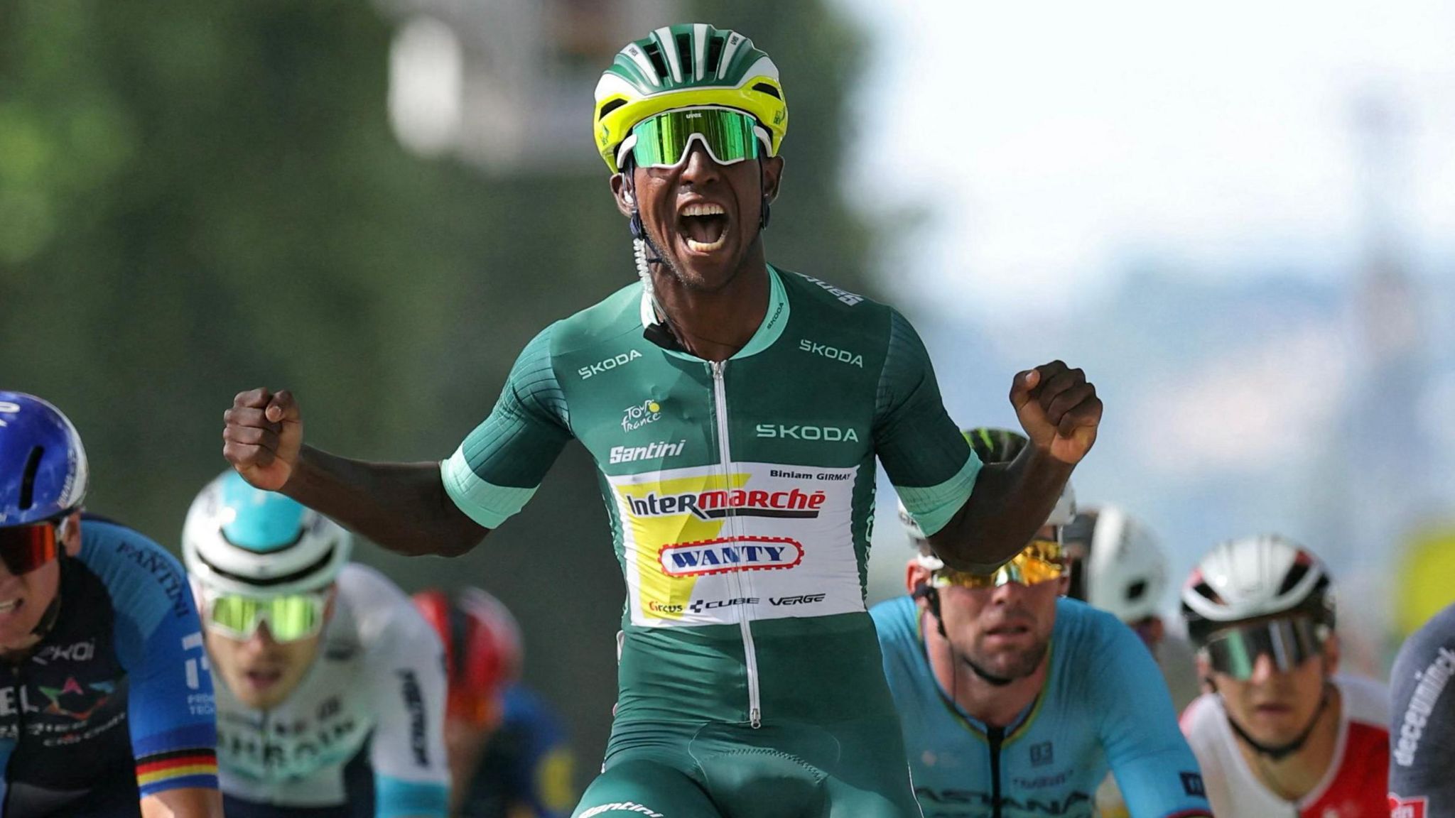 Tour de France: Biniam Girmay sprints to third victory on stage 12 ...