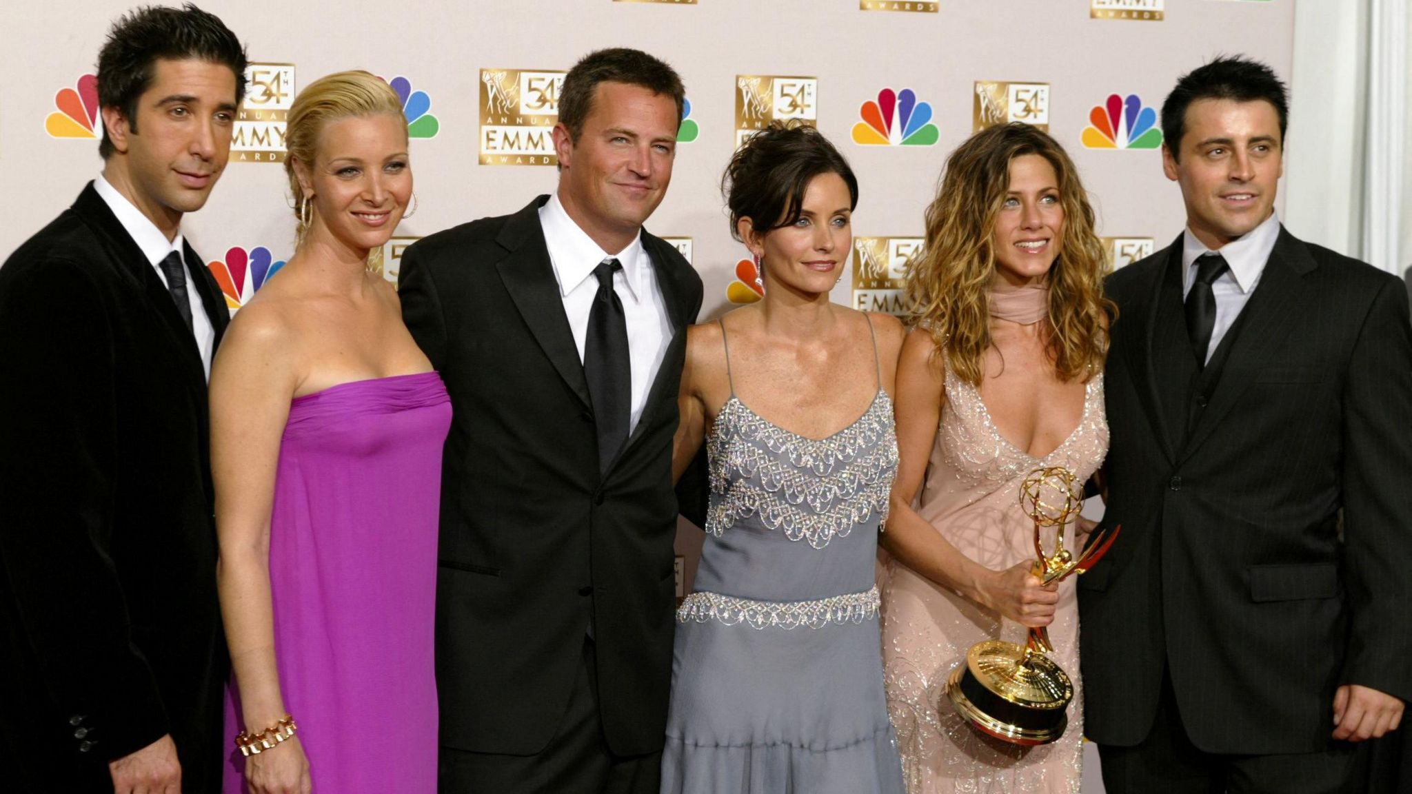 The "Friends" cast photographed together in 2002. 