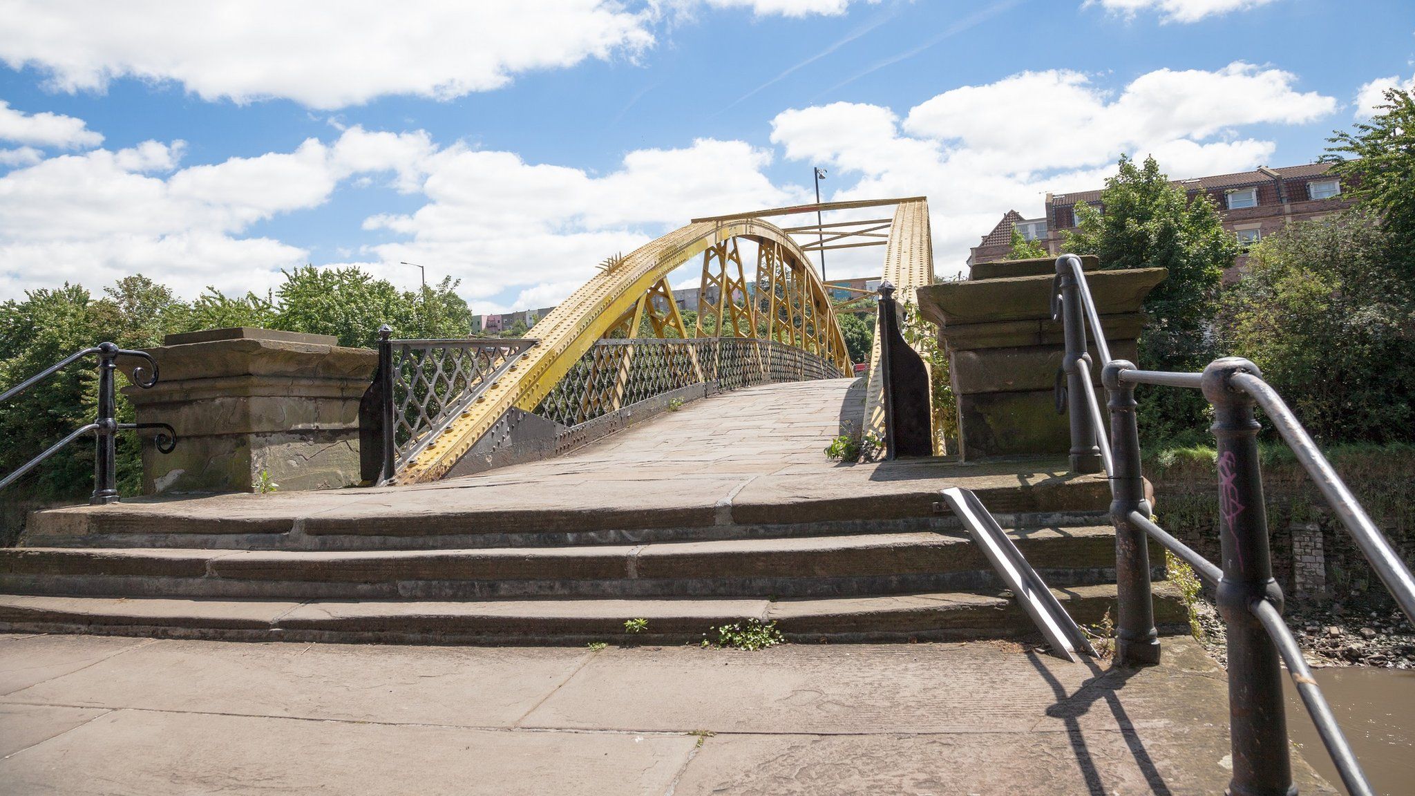 The steps leading to the Banana Bridge over the River Avon in Bristol
