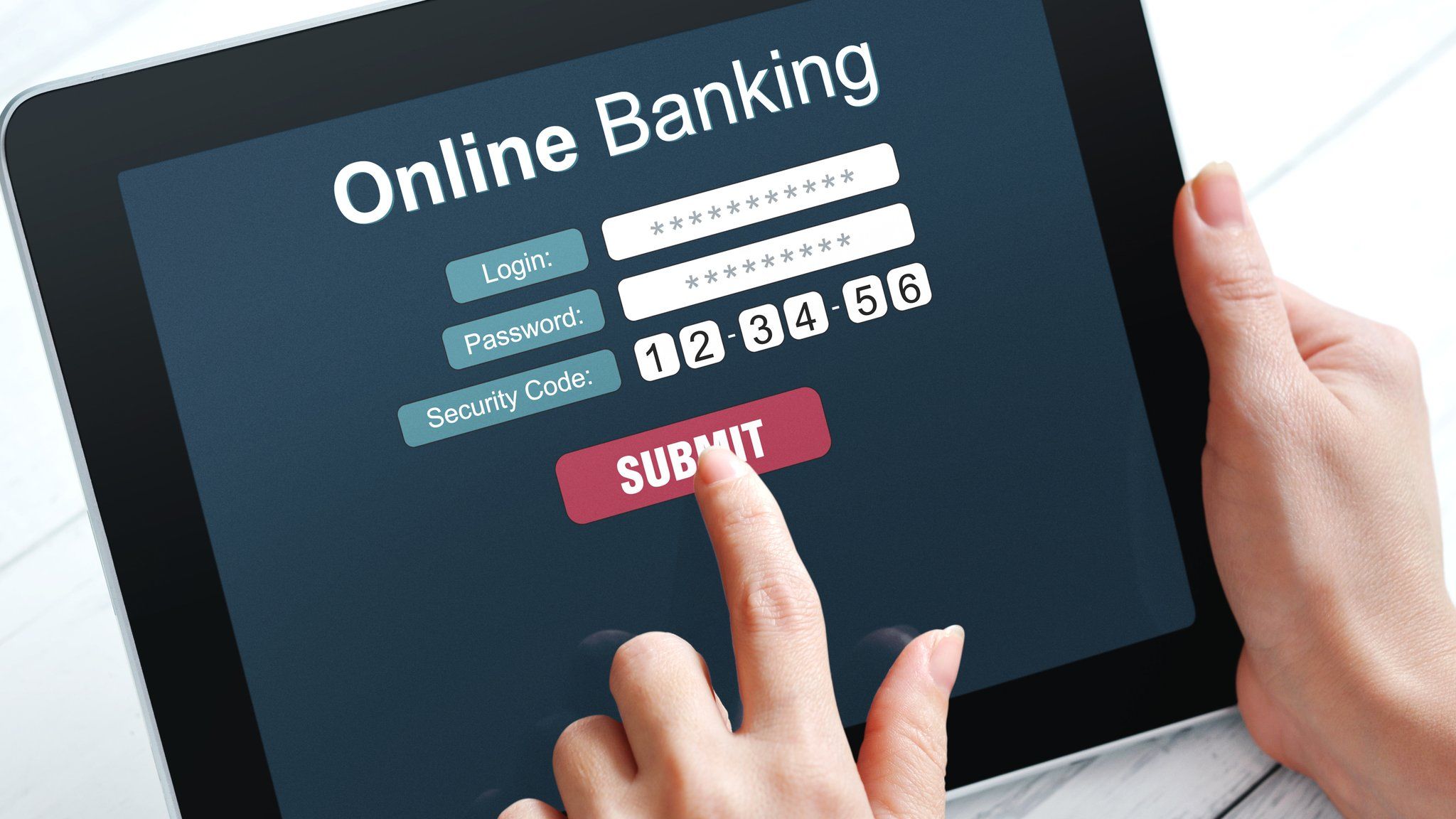 online banking on tablet