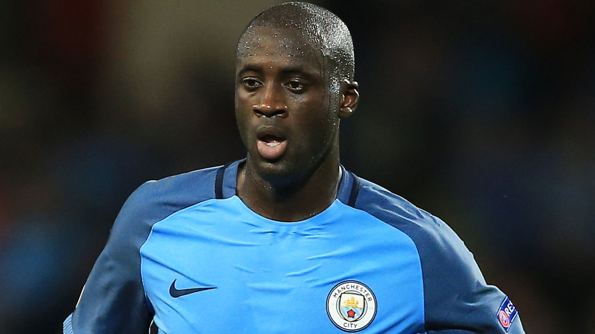 Yaya Toure playing for Manchester City this season