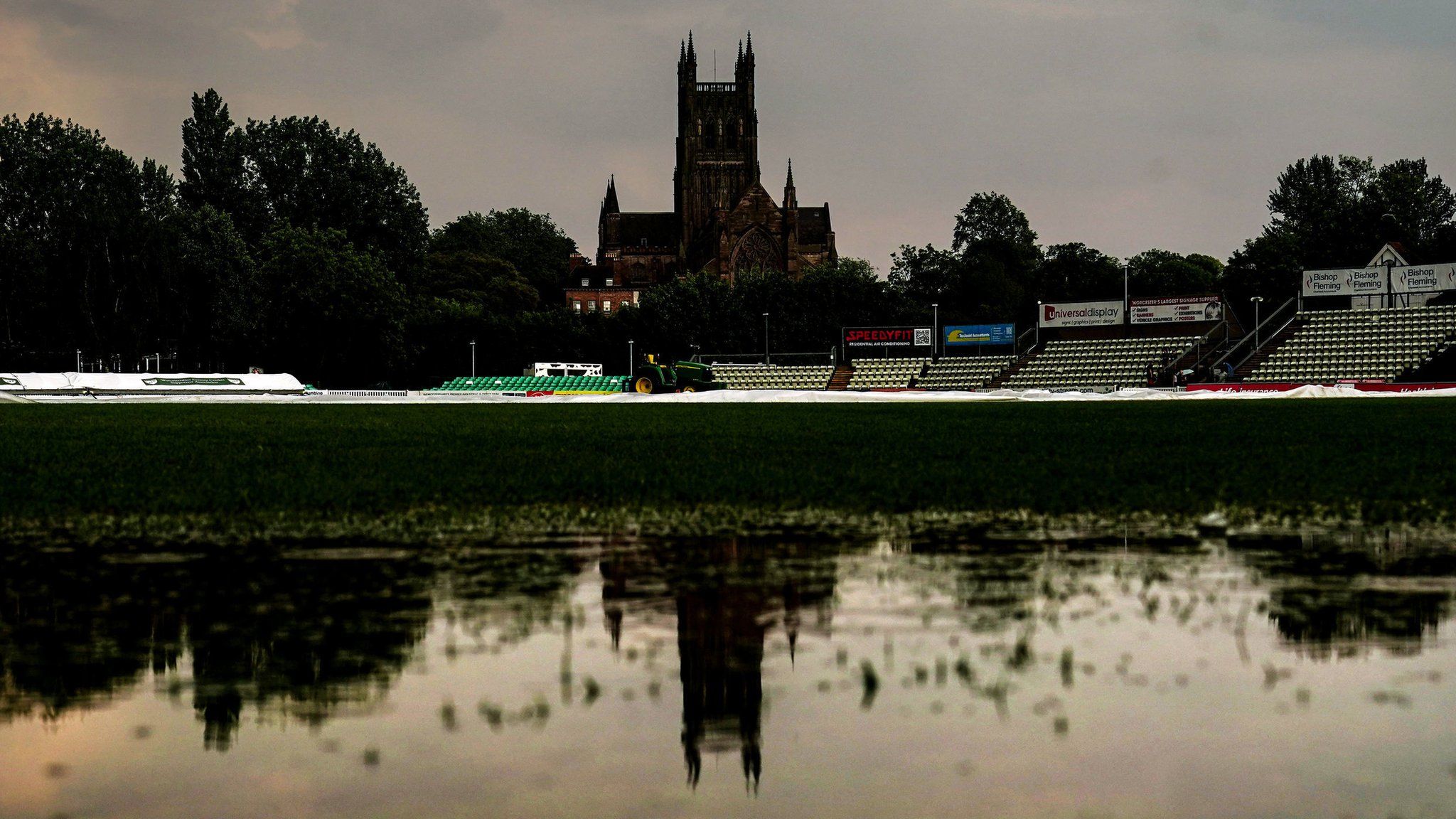 New Road, Worcester, following a heavy thunder storm that forced finals day of the Charlotte Edwards Cup to be abandoned