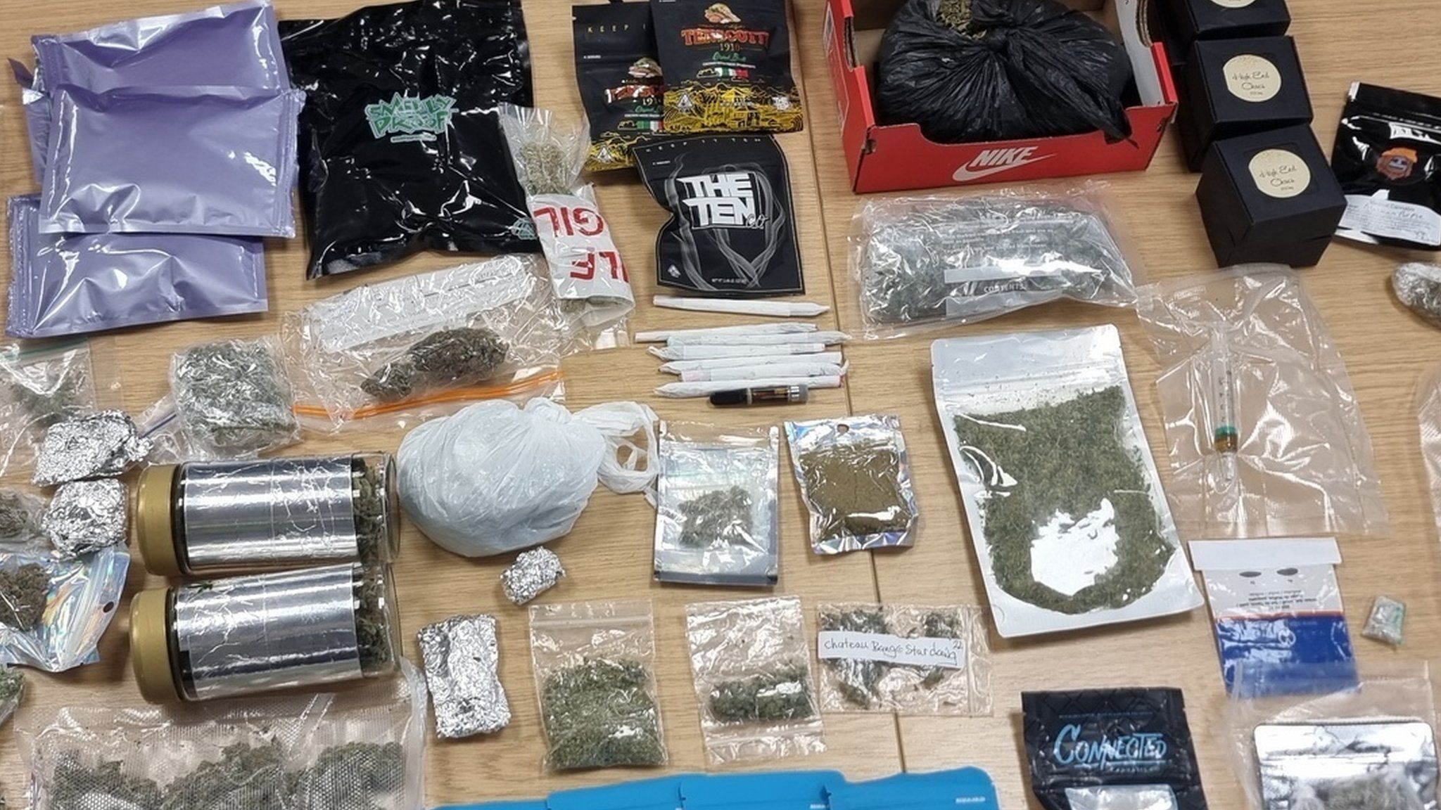 Drugs intercepted at the Werrington sorting office in Peterborough