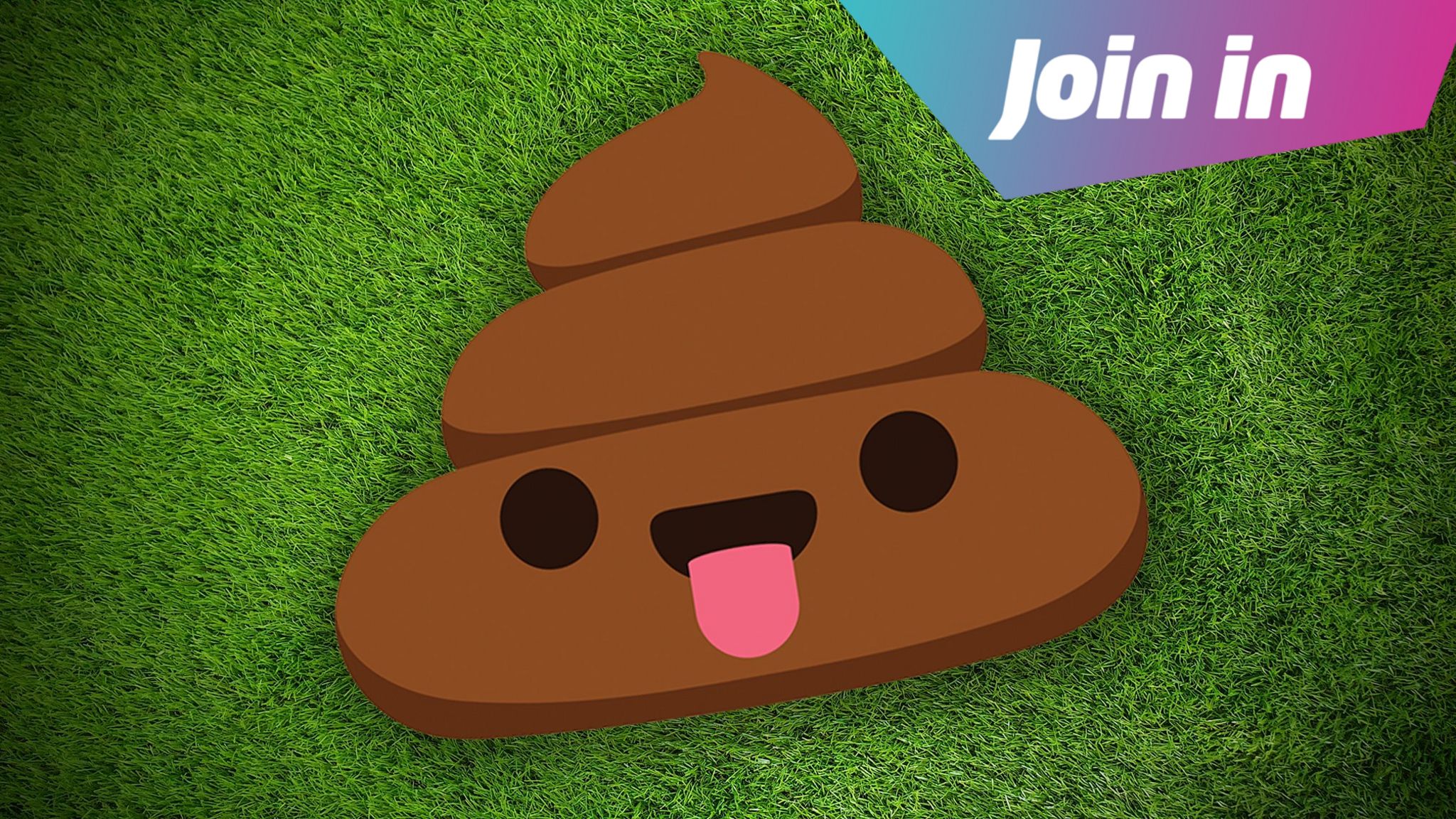 poo emoji on a pitch background