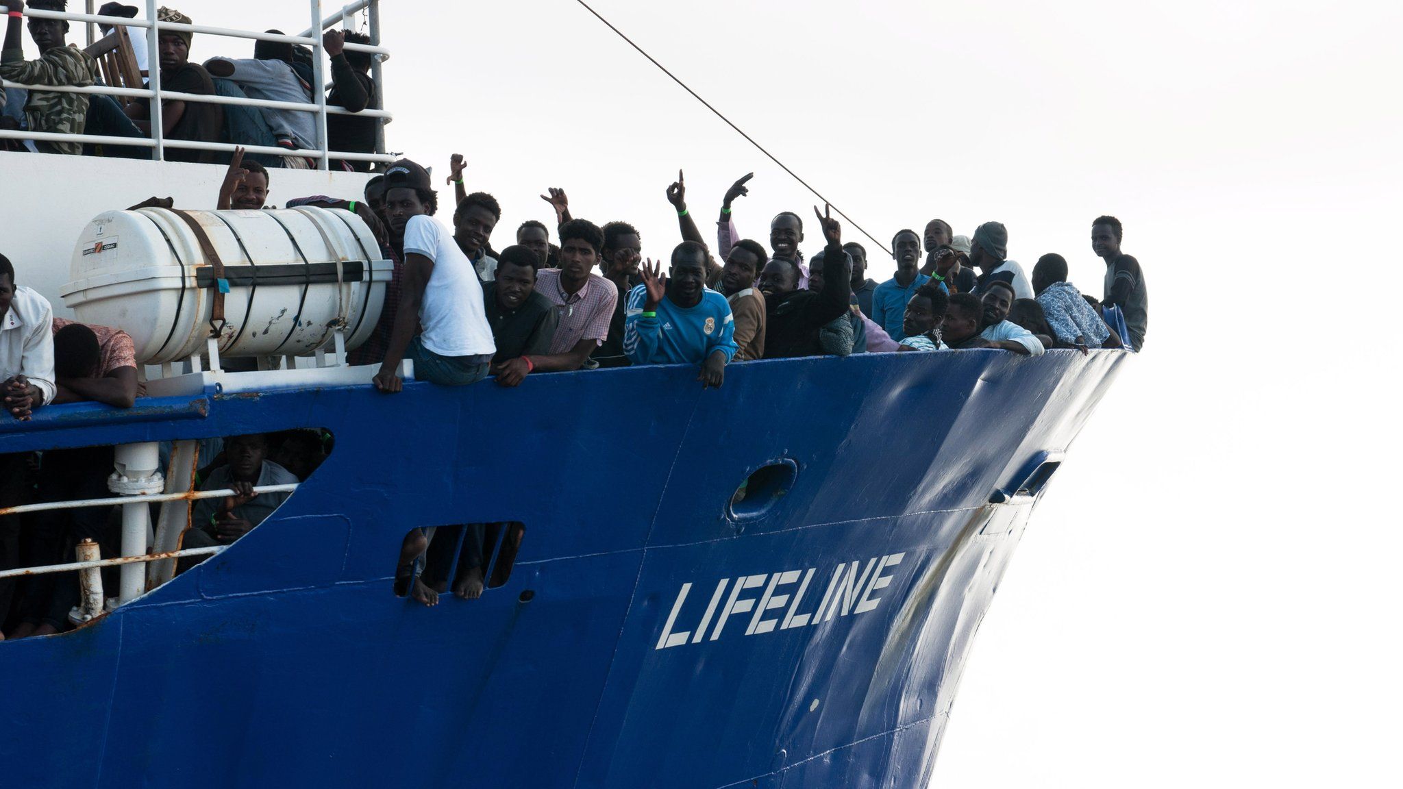 The Lifeline ship carrying migrants in the Mediterranean