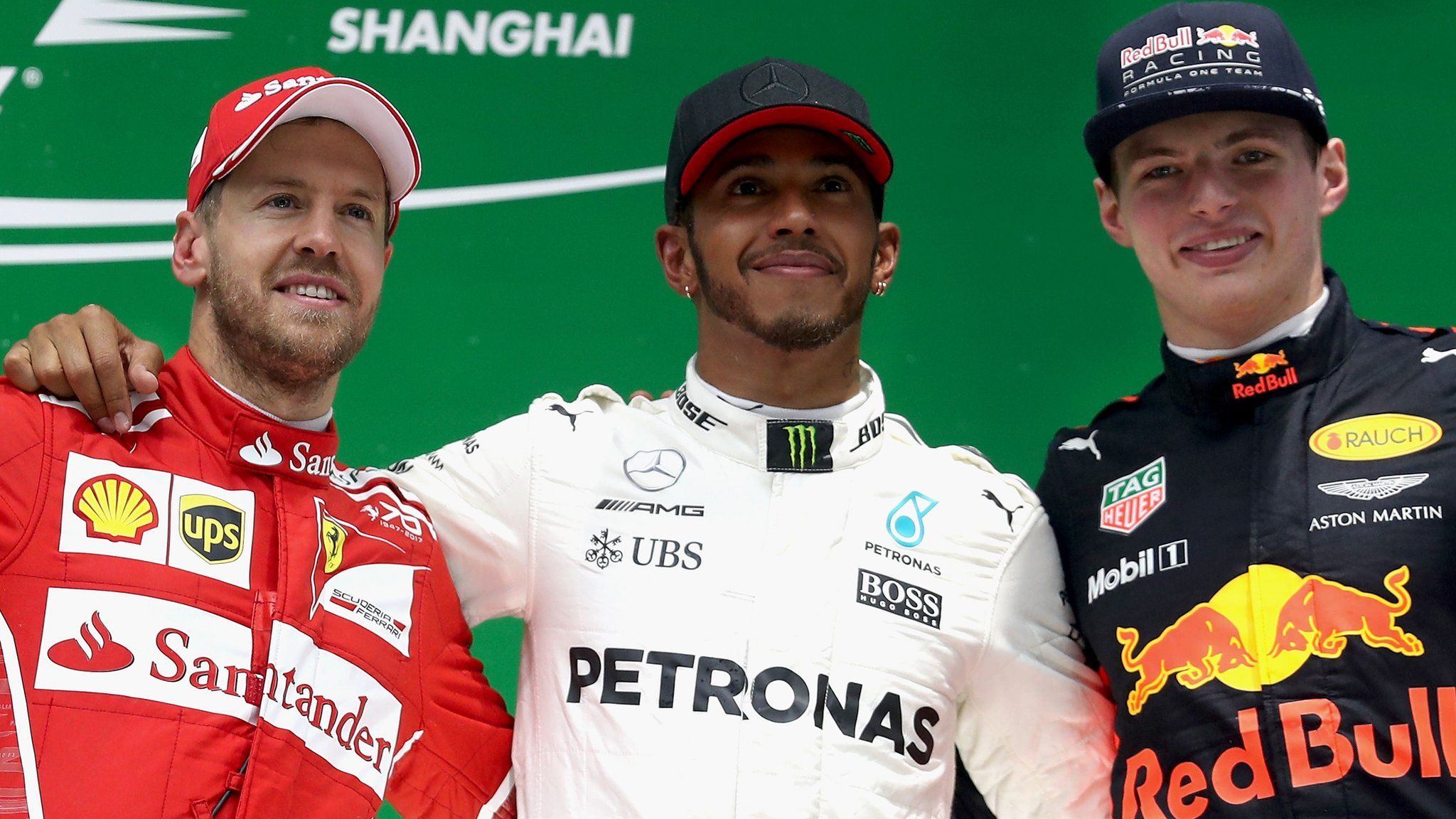 Sebastian Vettel, Lewis Hamilton and Max Verstappen