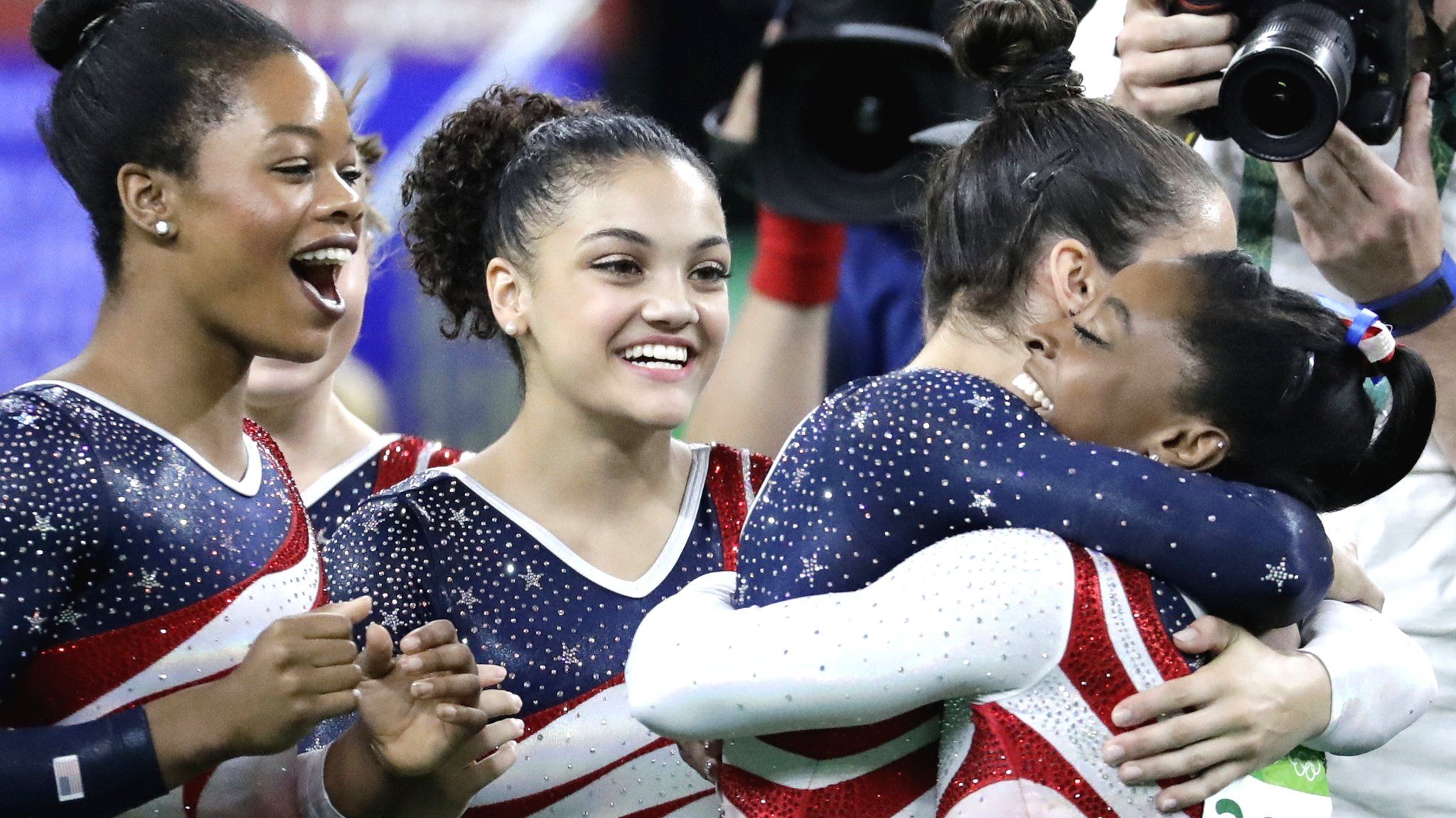 Team USA gymnasts celebrate