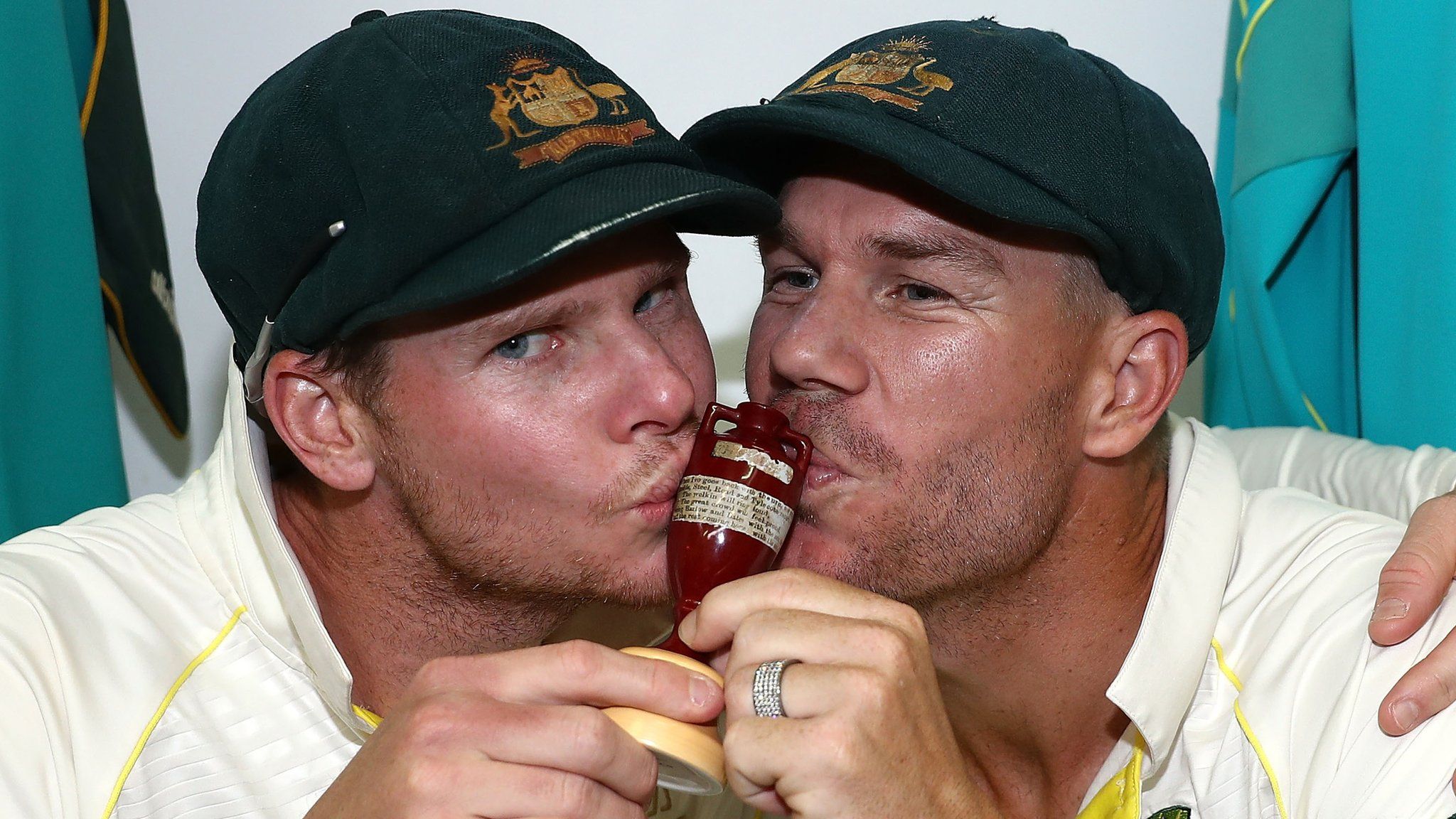 Steve Smith and David Warner after Australia beat England to win the Ashes