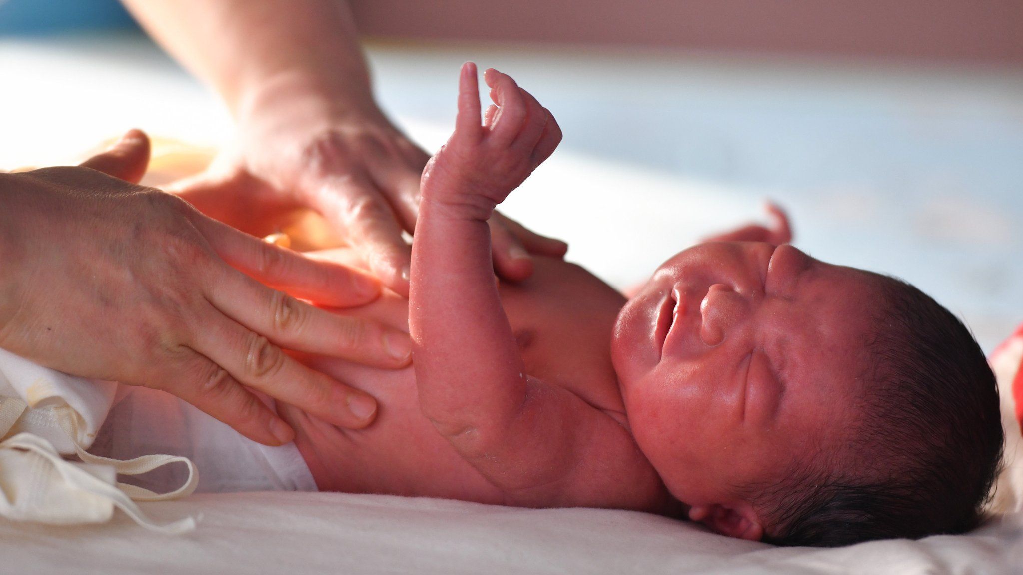 Baby born at a hospital in China.