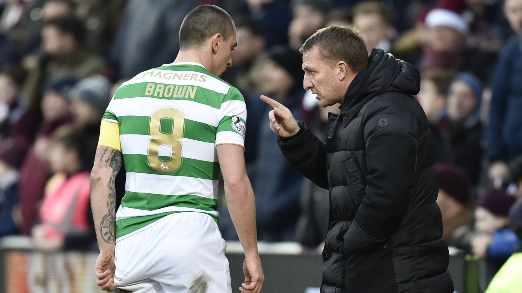 Celtic captain Scott brown and manager Brendan Rodgers