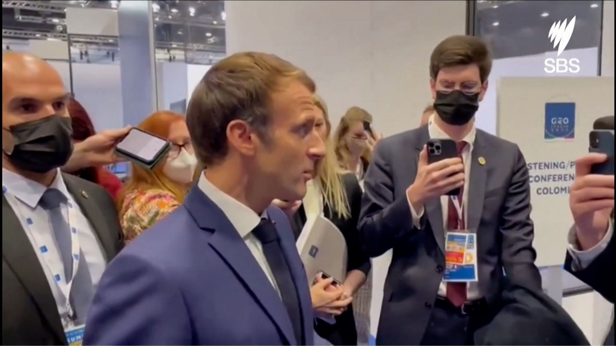 French president Emmanuel Macron speaks to reporters