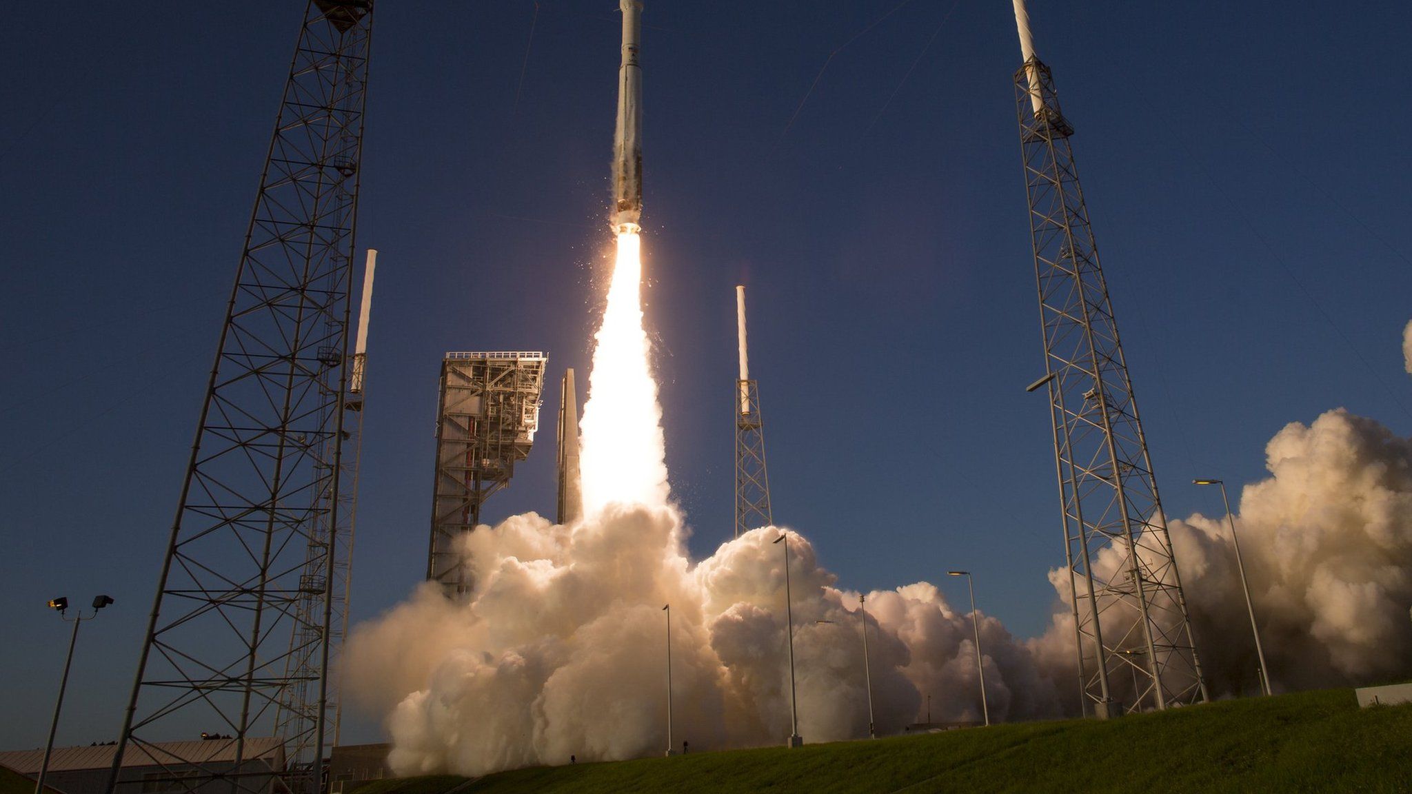 Image shows an Atlas V rocket, which have been used to launch US military satellites