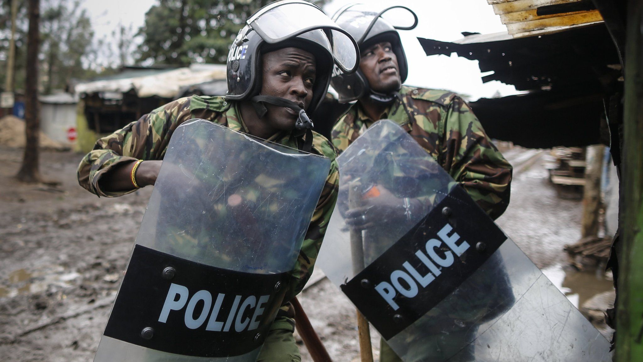 Police in Kibera, Kenya, on election day - 26 October 2017