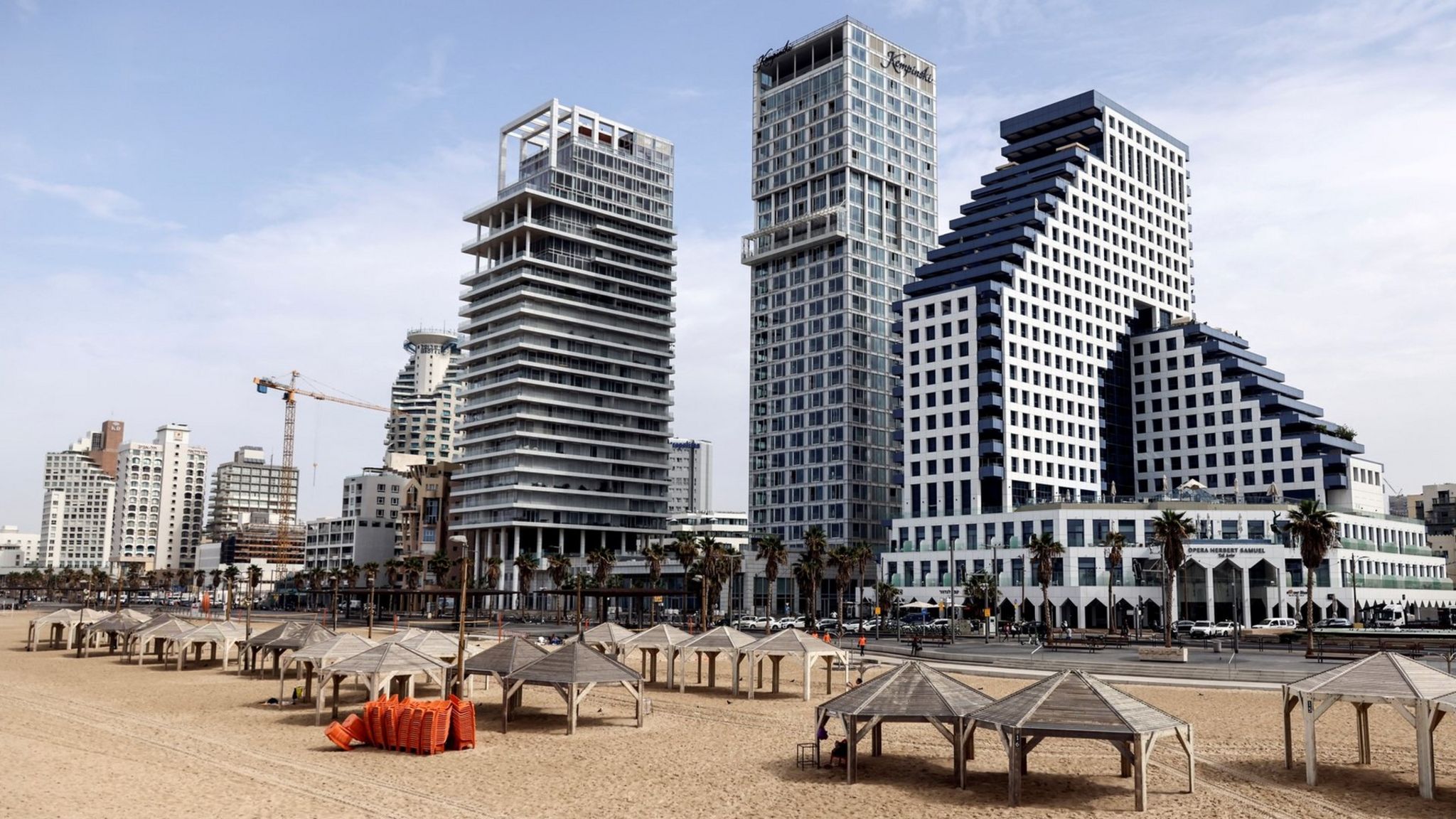 General view of a beach next to the Mediterranean Sea in Tel Aviv, Israel (1 November 2021)