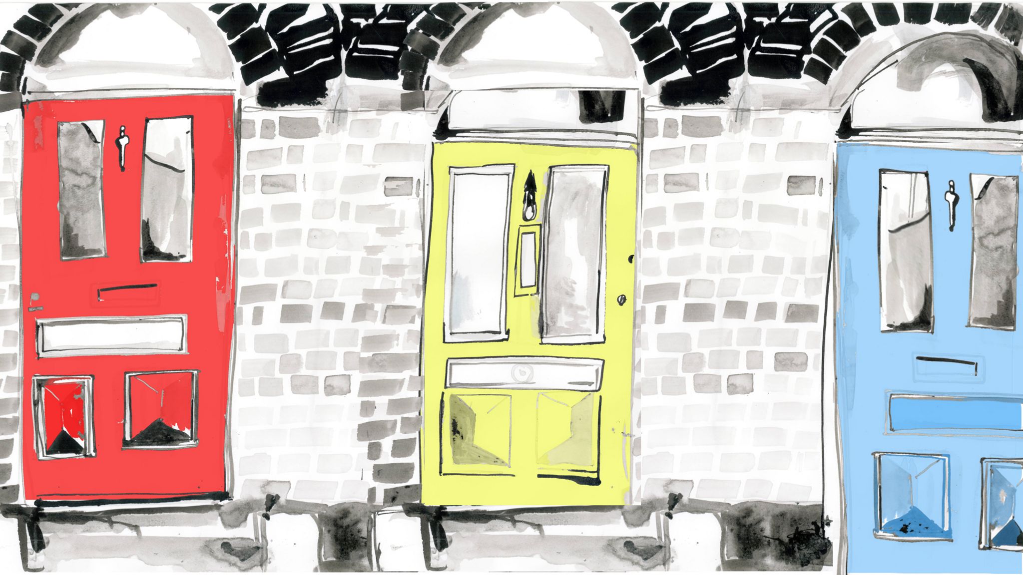 Illustration of front doors