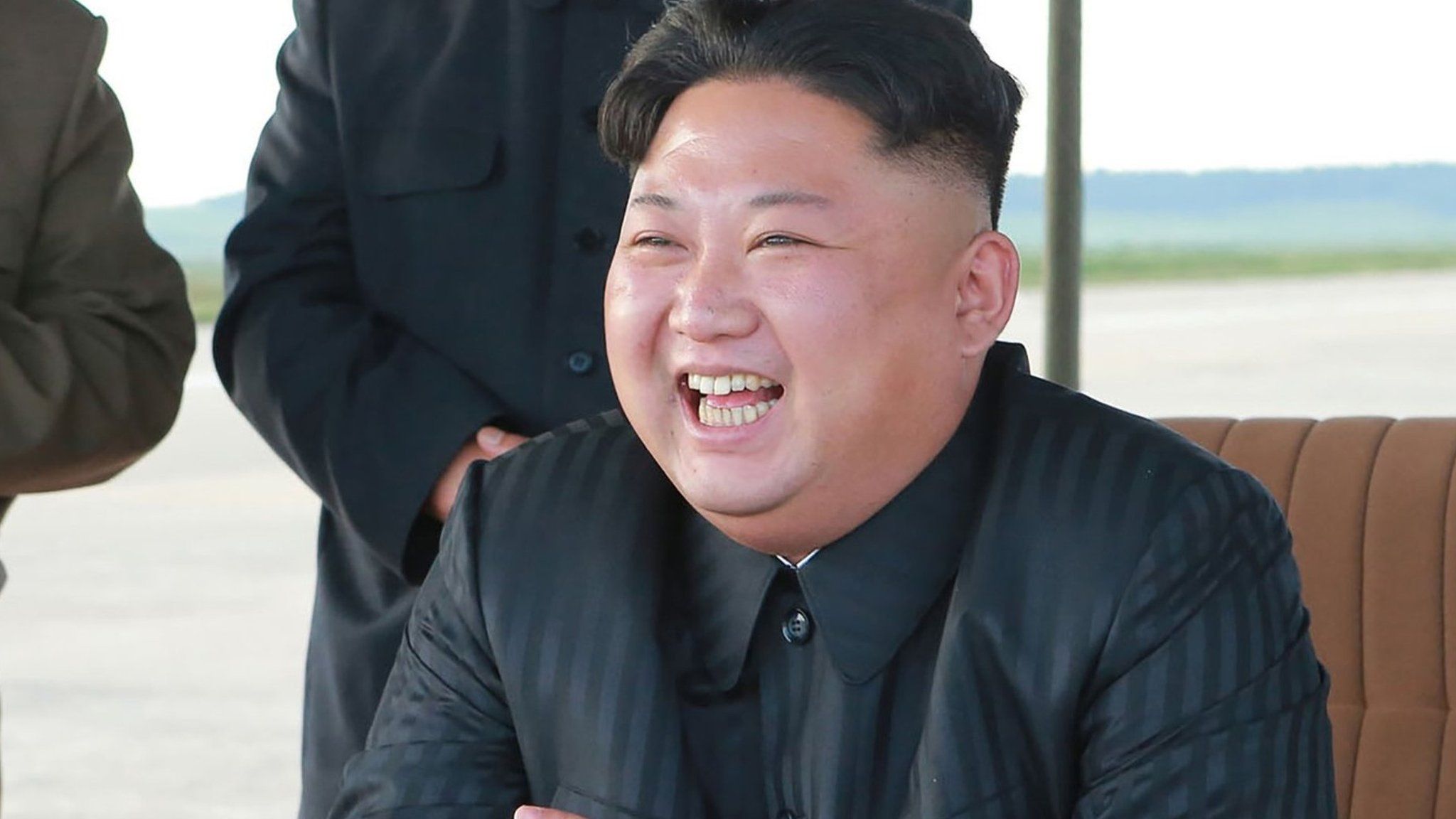 North Korean leader Kim Jong-Un inspecting a launching drill of A medium-and-long range strategic ballistic rocket