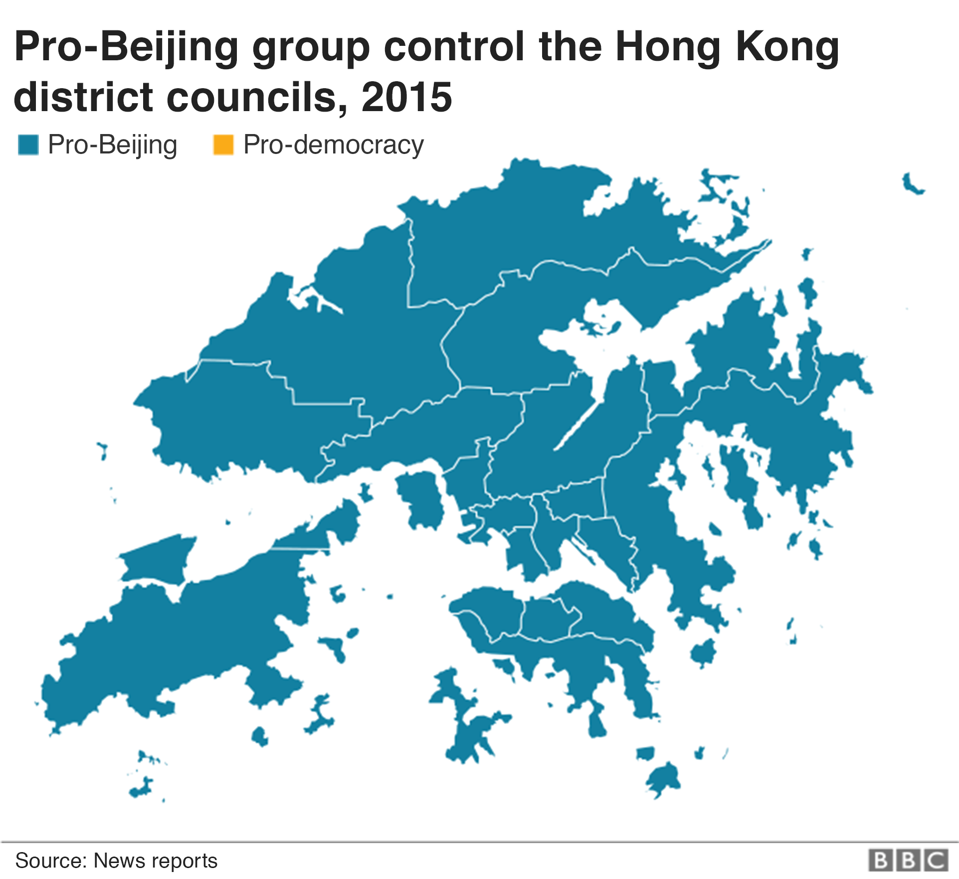 A map shows control of the district councils in 2015