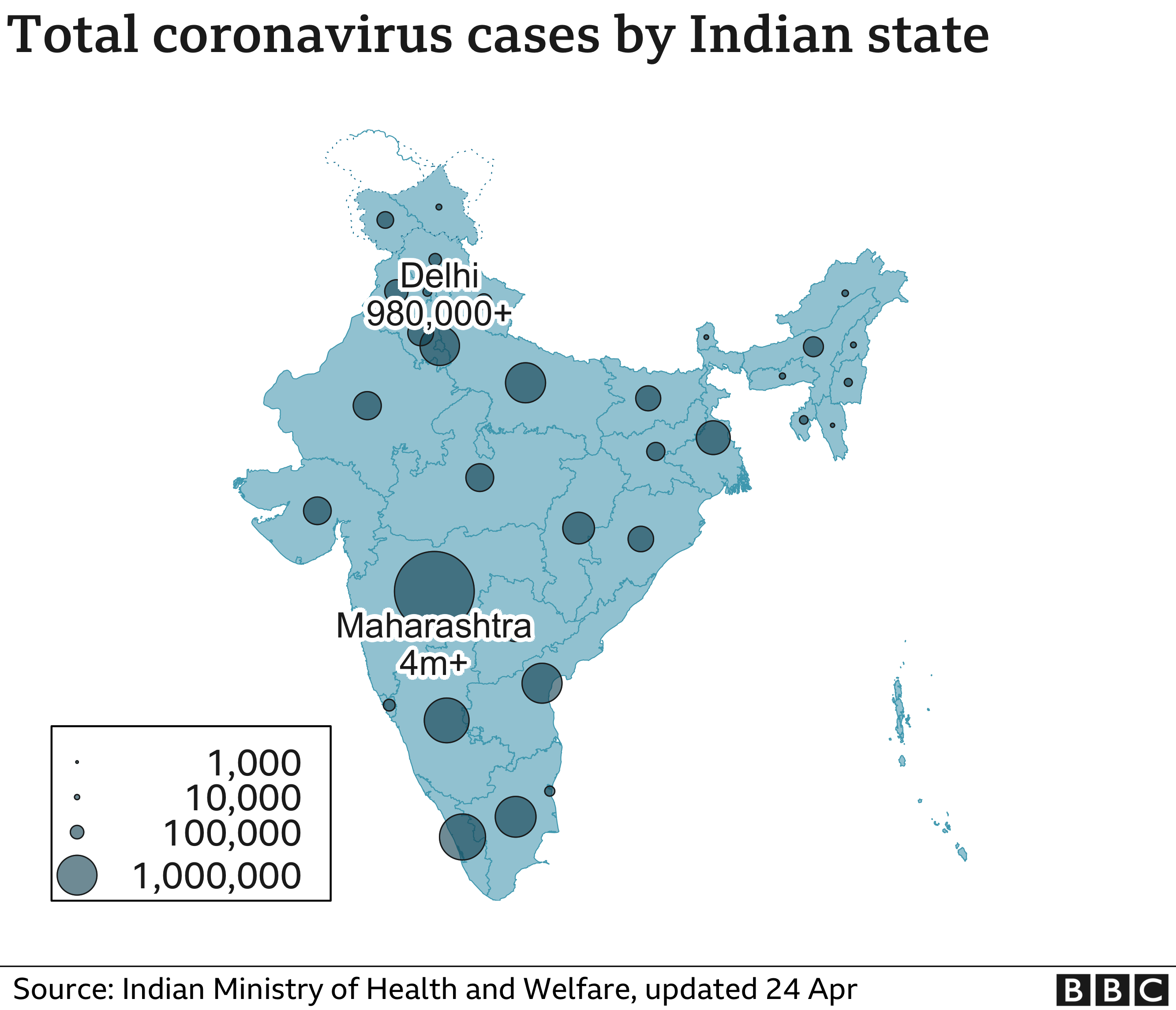 Map of Covid cases in India