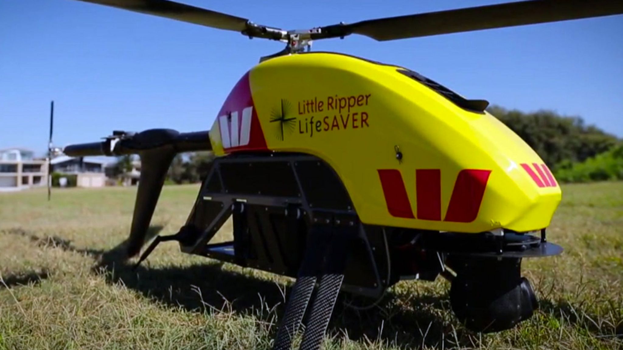 A drone which can spot sharks and deploy life-saving equipment