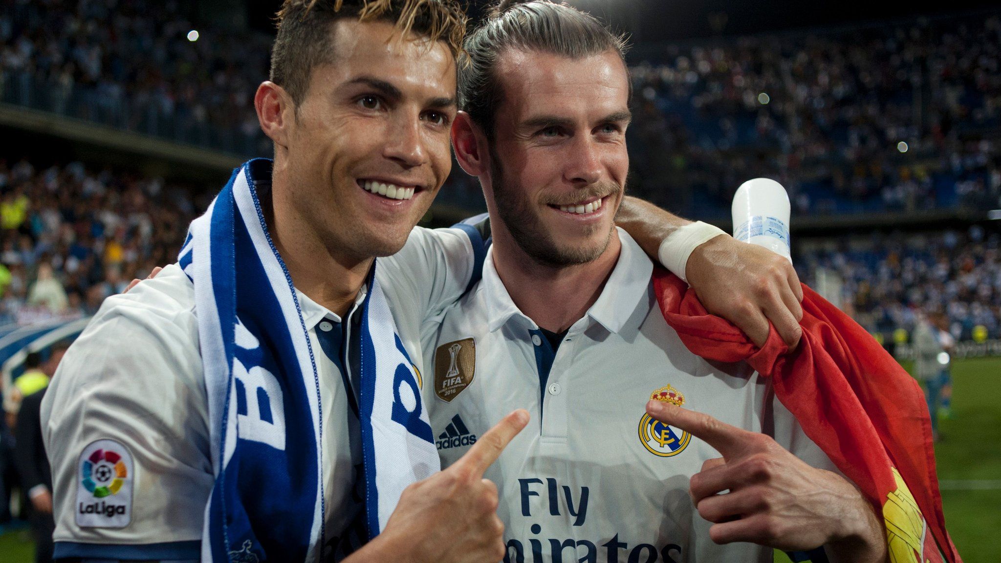 Cristiano Ronaldo and Gareth Bale celebrate