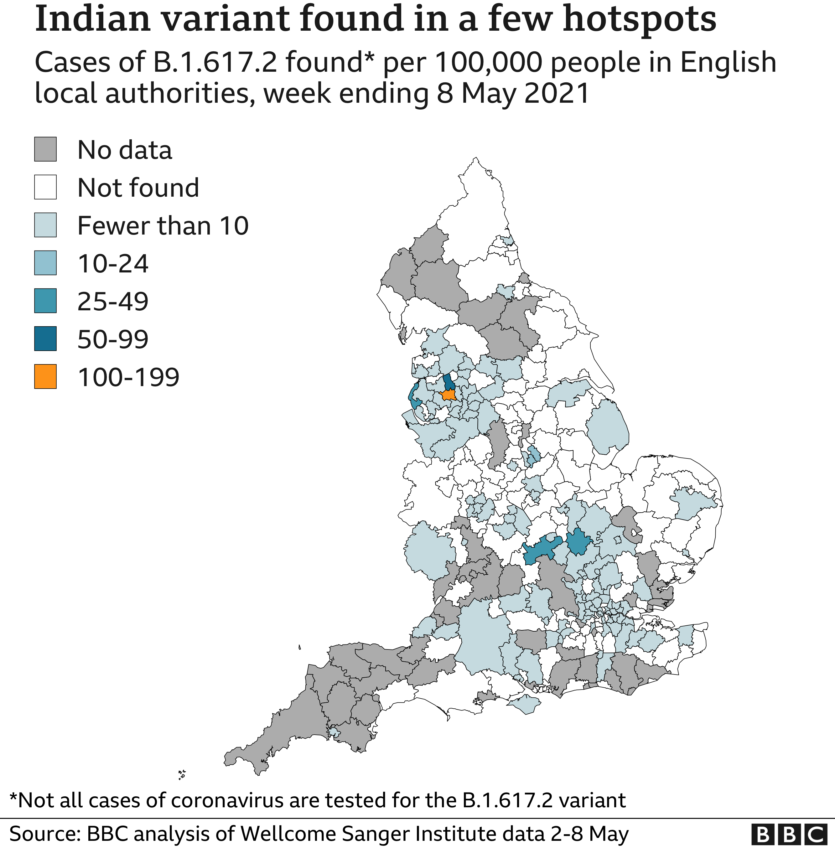 Indian variant hotspots map