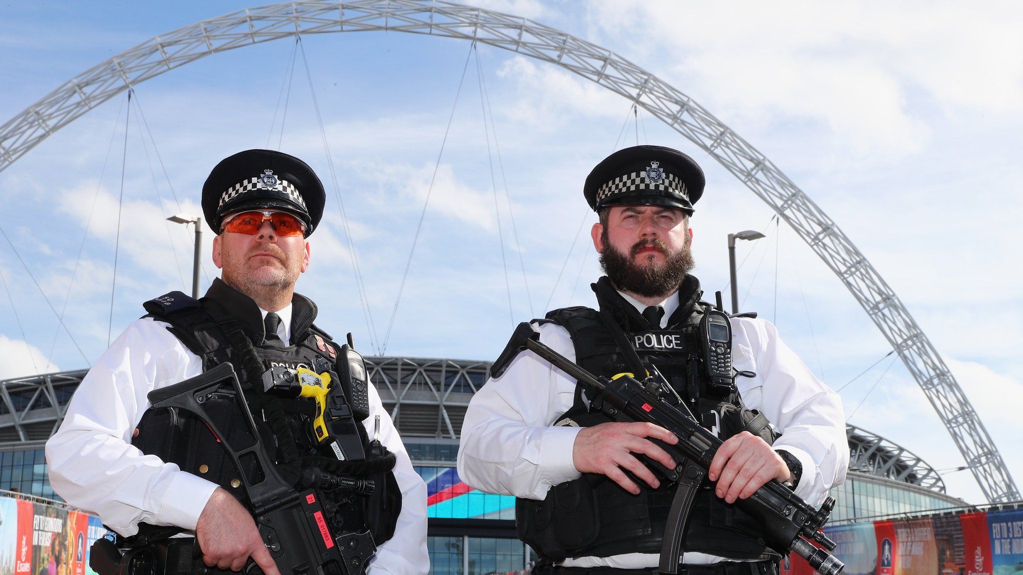 Two police officers outside Wembley