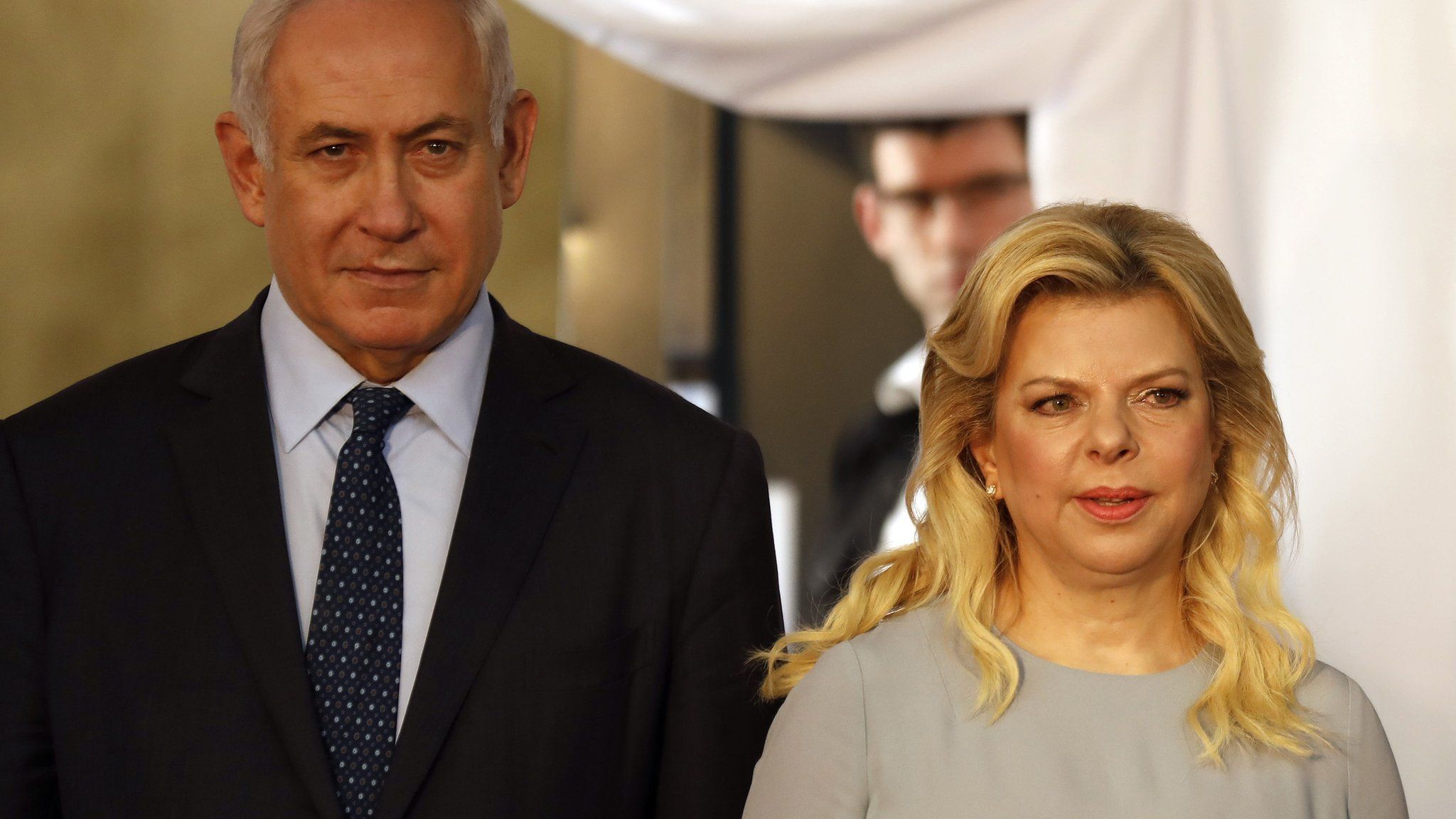 Israeli Prime Minister Benjamin Netanyahu and his wife Sara at the PM's office in Jerusalem, June 6, 2017