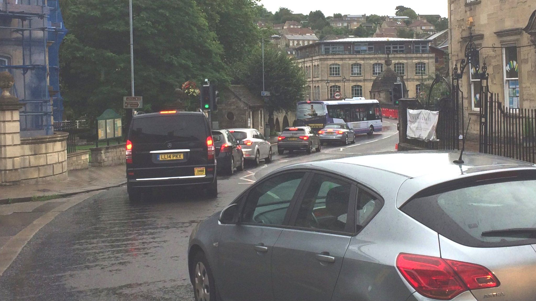 Traffic queue in Bradford-on-Avon