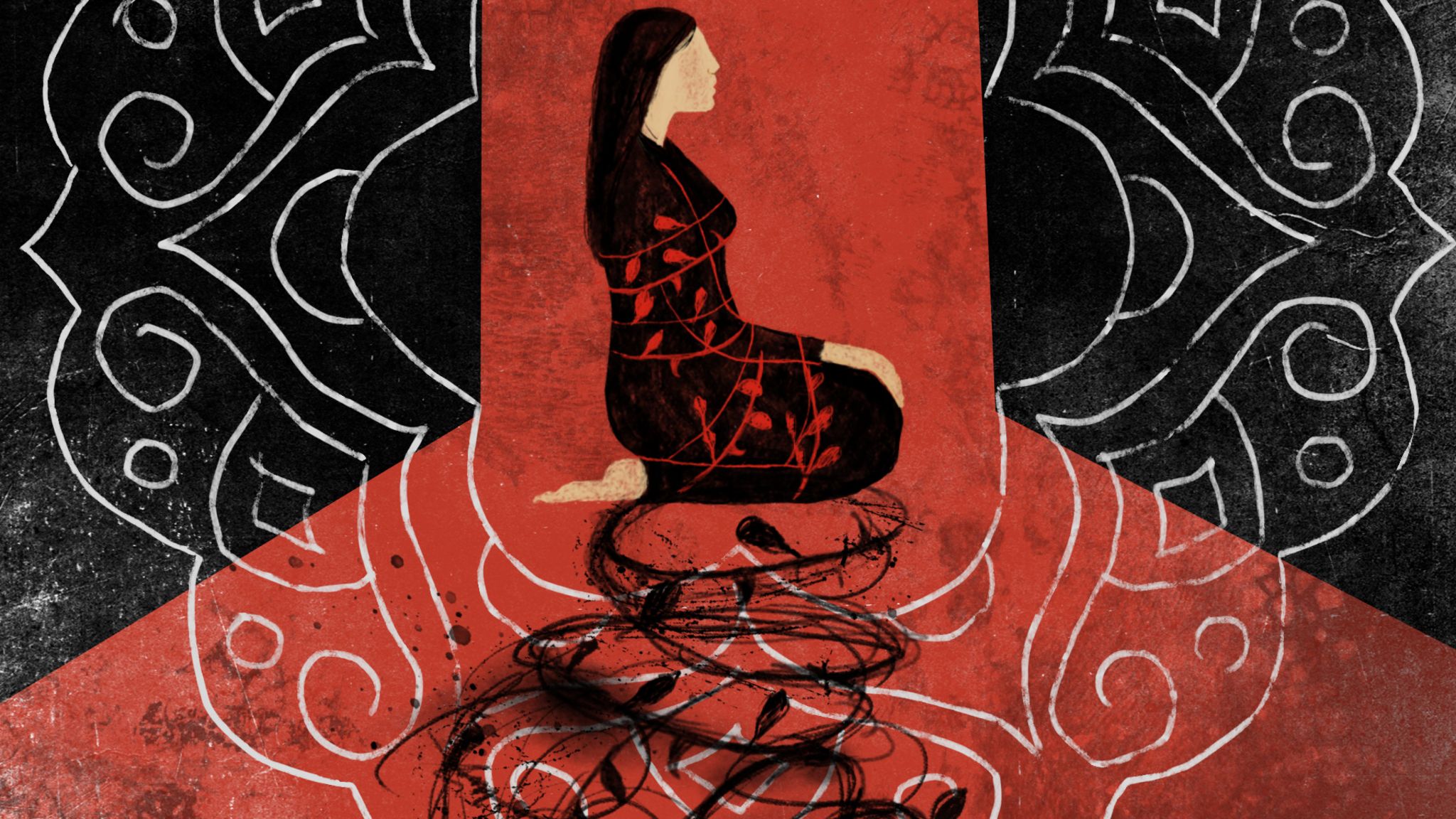 Stylised image of seated woman