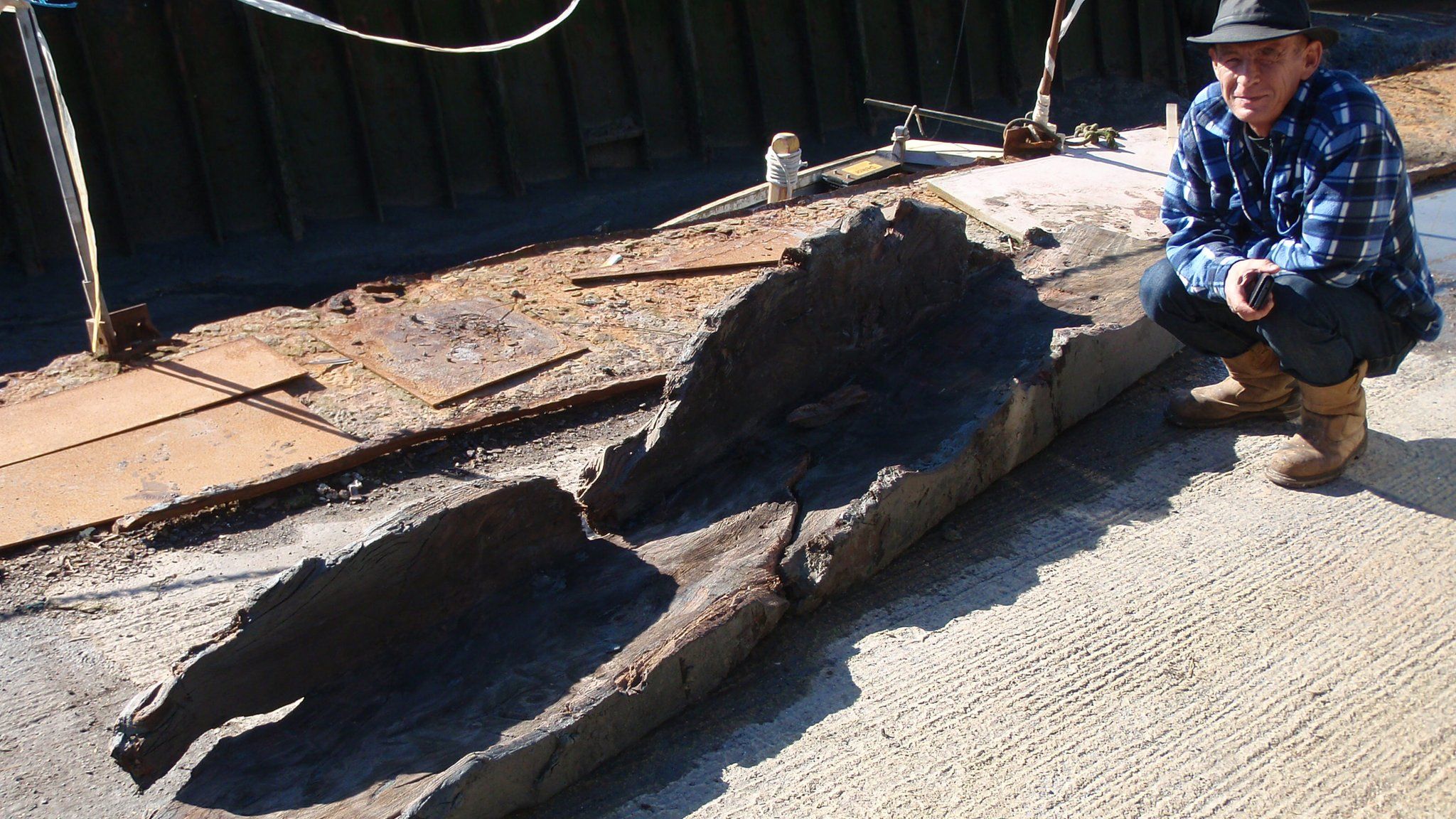Remains of Bronze Age log boat