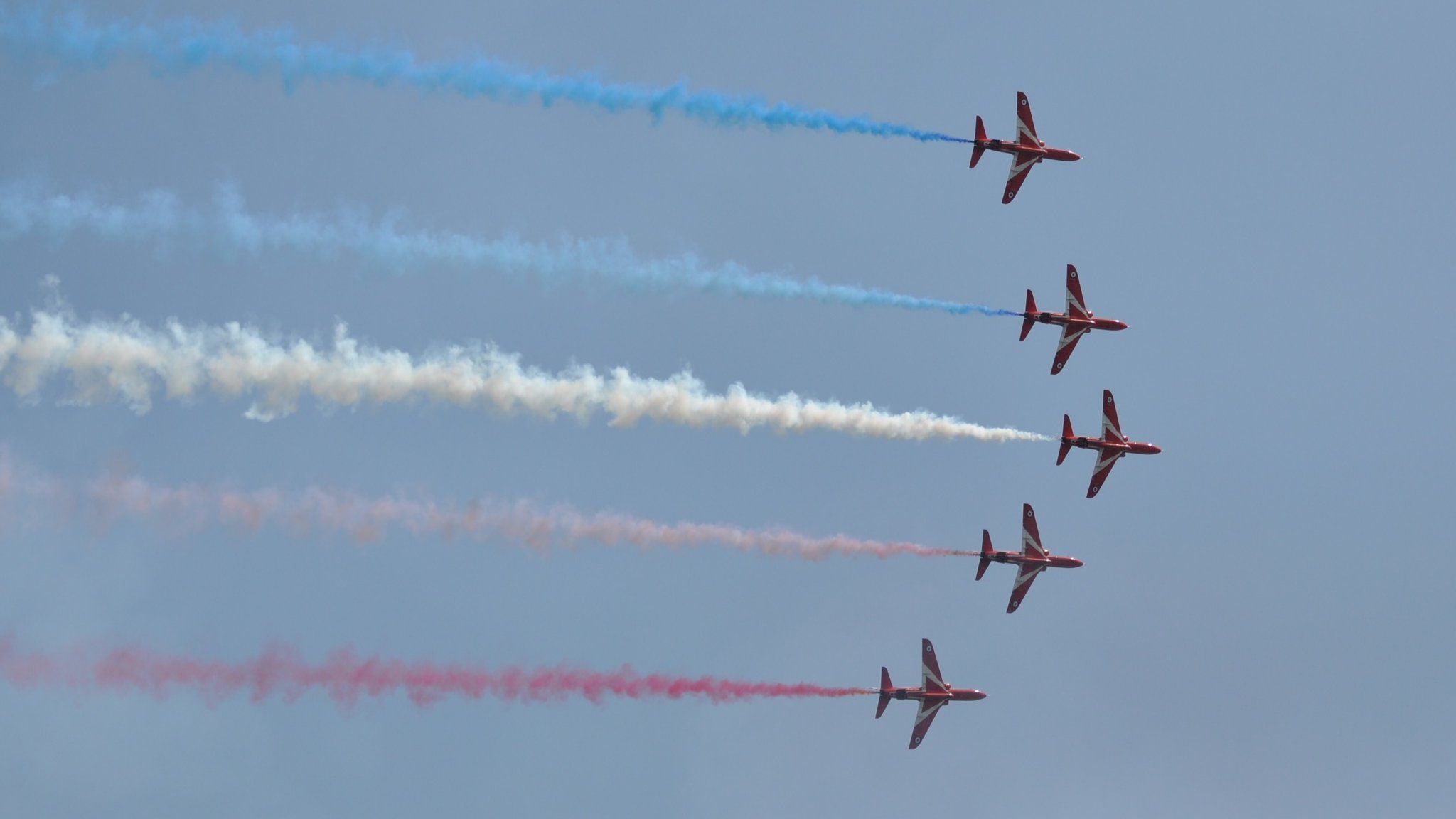 Red Arrows performing over Guernsey