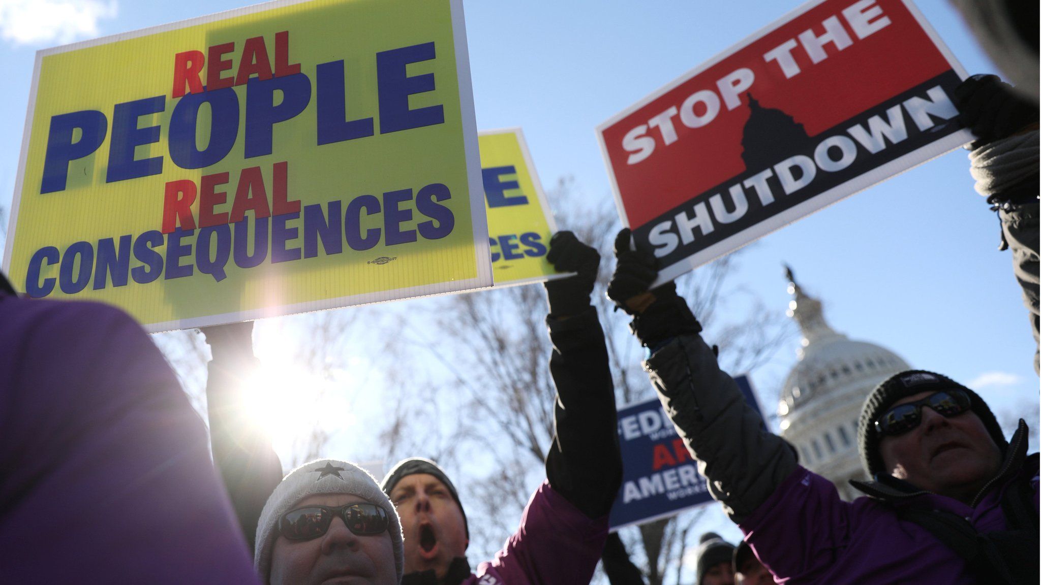 Federal air traffic controller union members protest the partial U.S. federal government shutdown in a rally at the U.S. Capitol in Washington, U.S. January 10, 2019. REUTERS/Jonathan Ernst