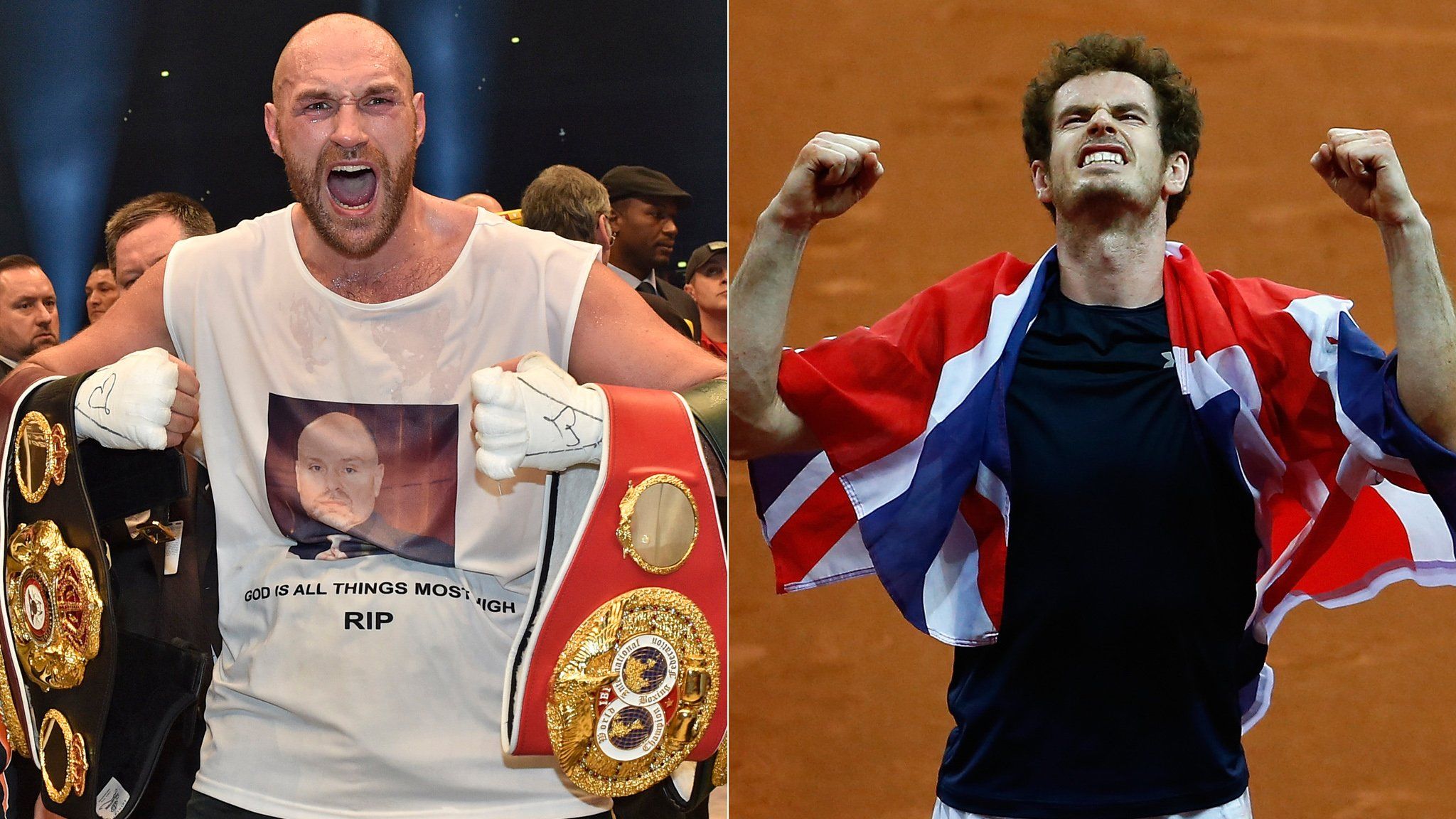 Composite image showing Tyson Fury and Andy Murray