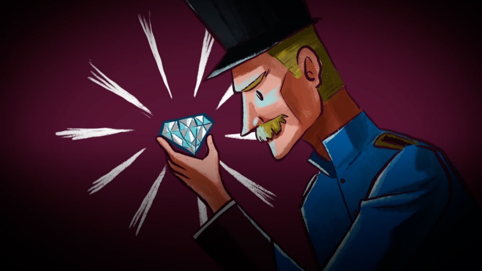 Cartoon of man with a diamond