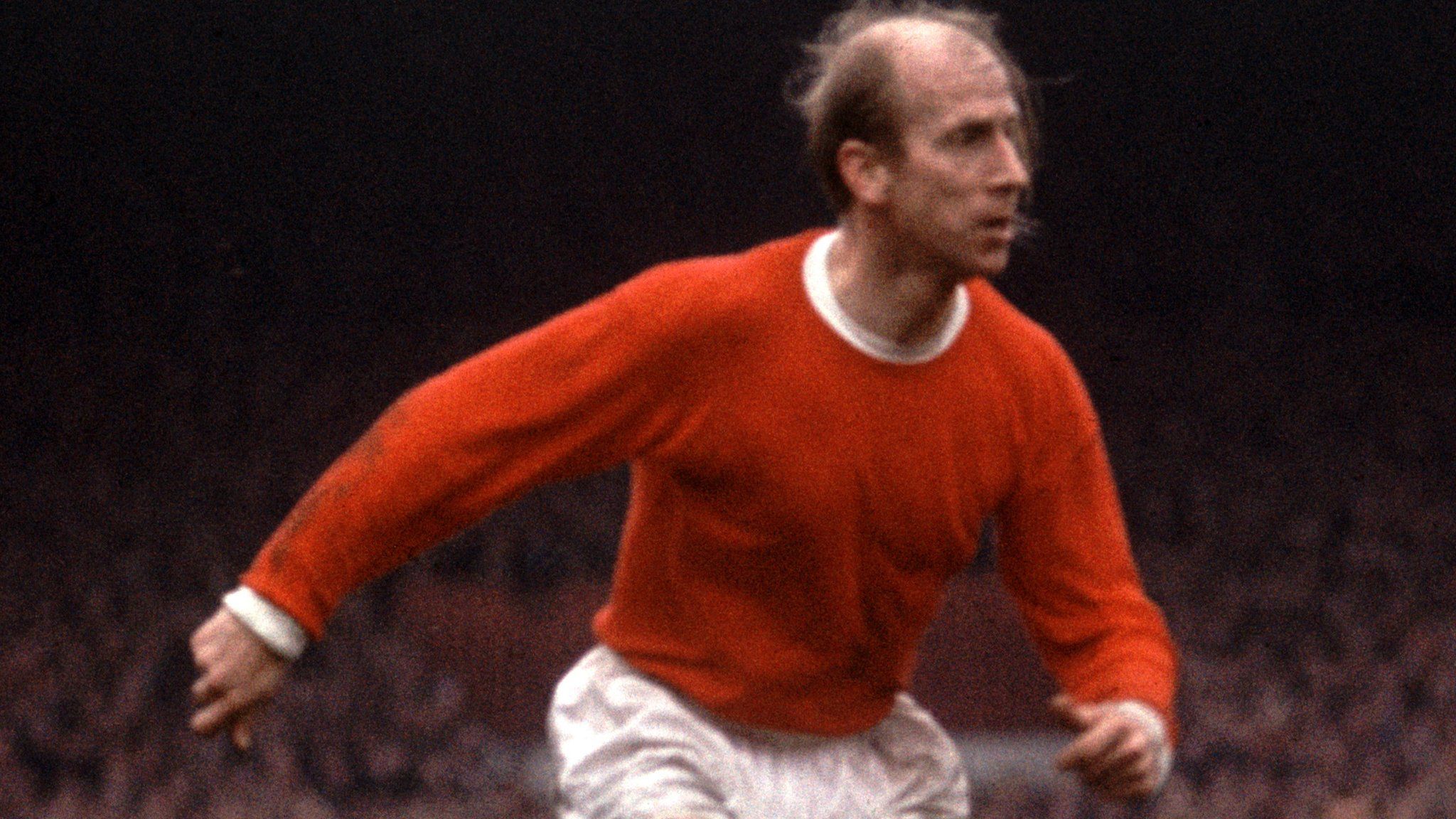Sir Bobby Charlton in the red of Manchester United
