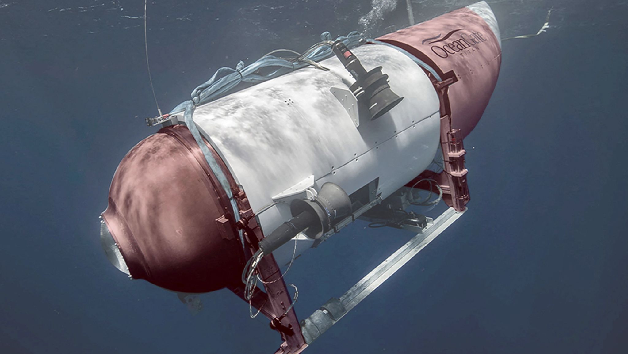 Изображение субмарины «Титан» с выделением опознаваемых частей, которые были найдены среди обломков