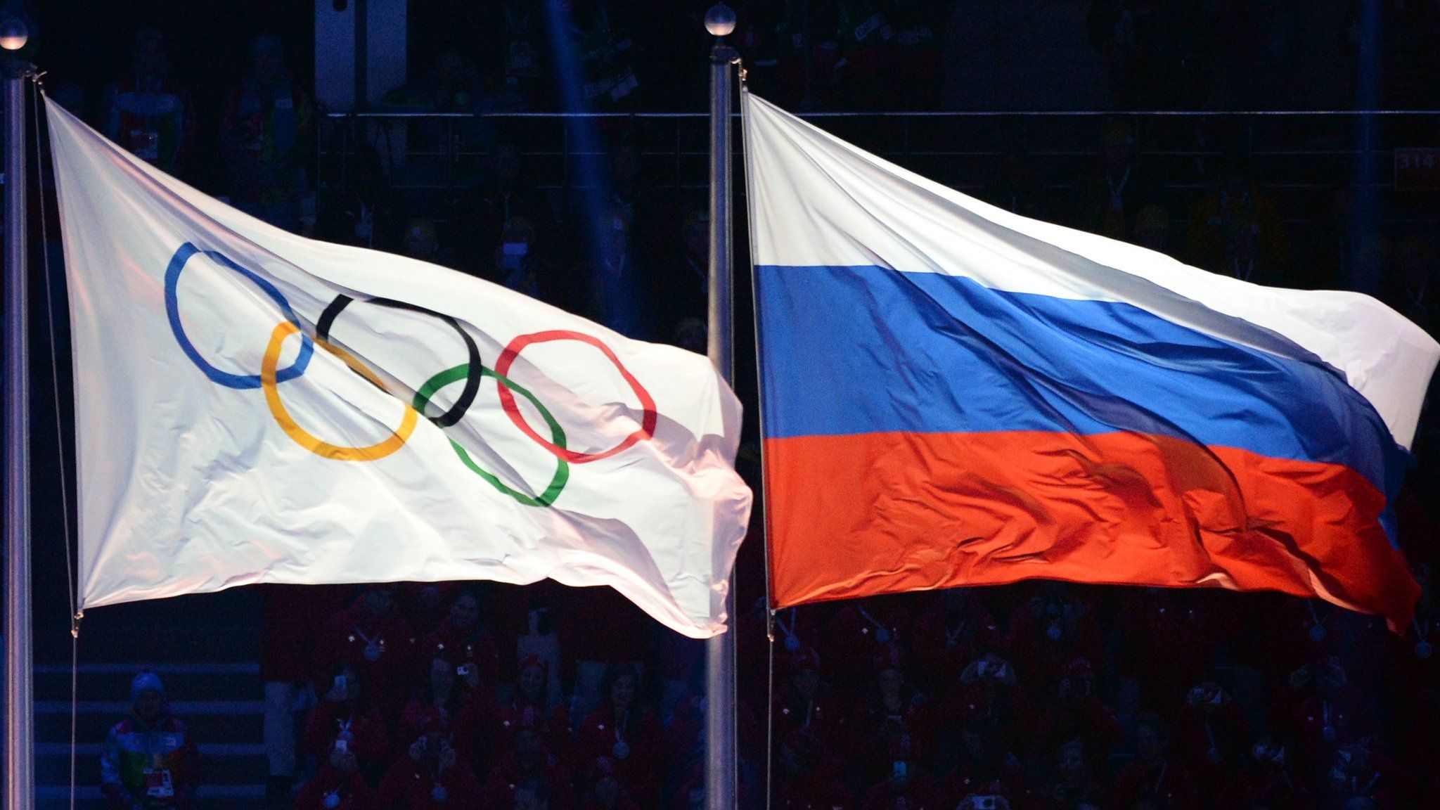 Olympic and Russian flag