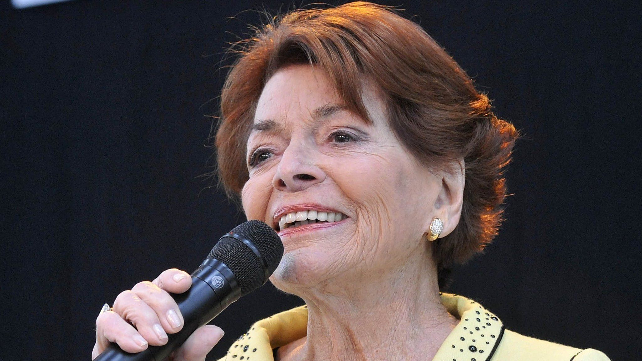 Swiss singer Lys Assia performs on stage at Duesseldorf airport, Germany, 1 May 2011
