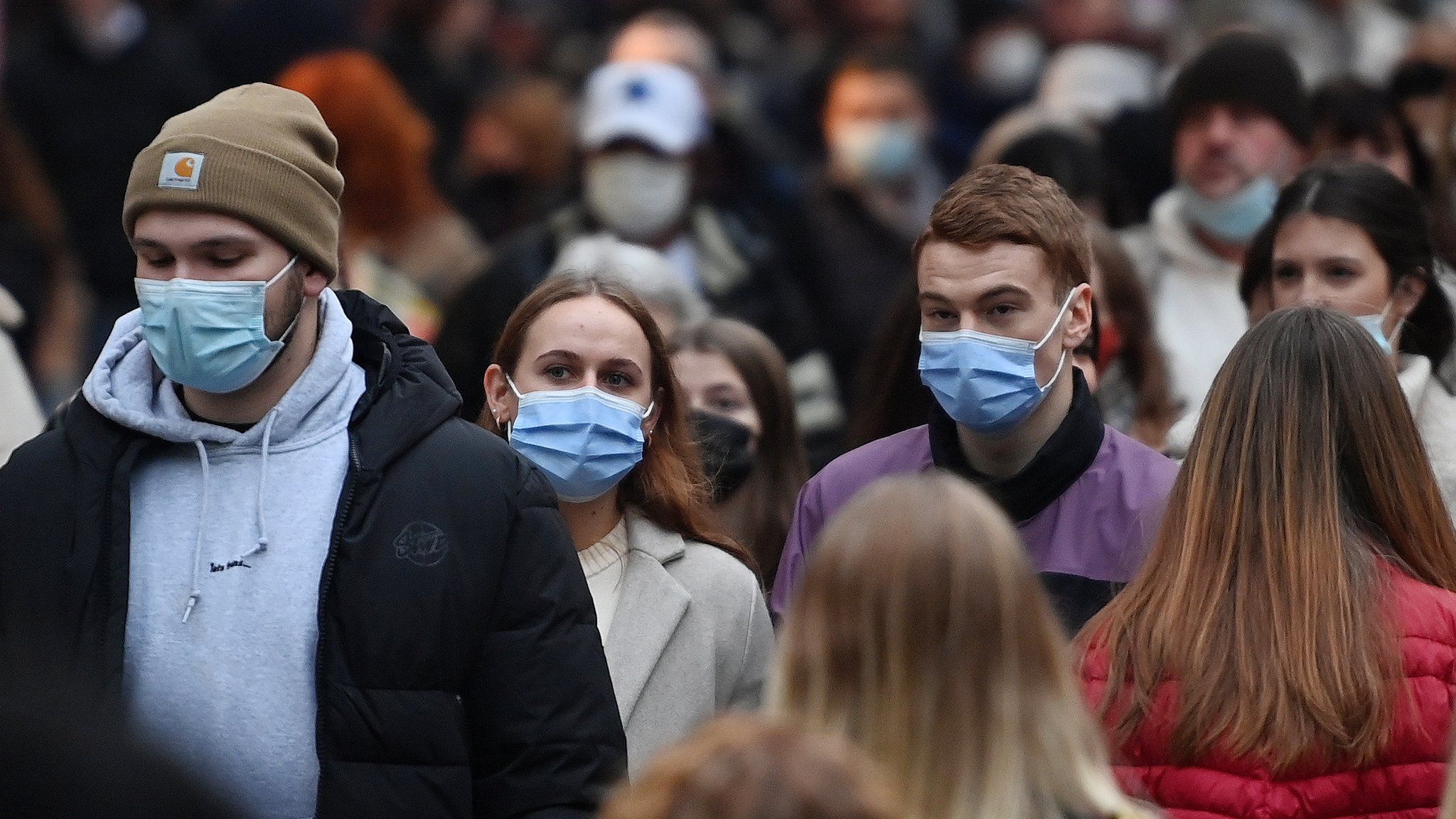 Shoppers wearing face masks on Oxford Street in London