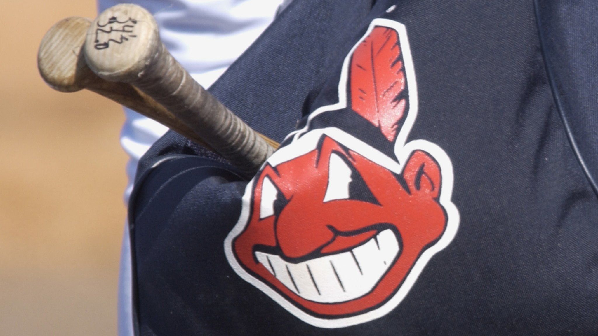 The Cleveland Indians Chief Wahoo logo on a bag