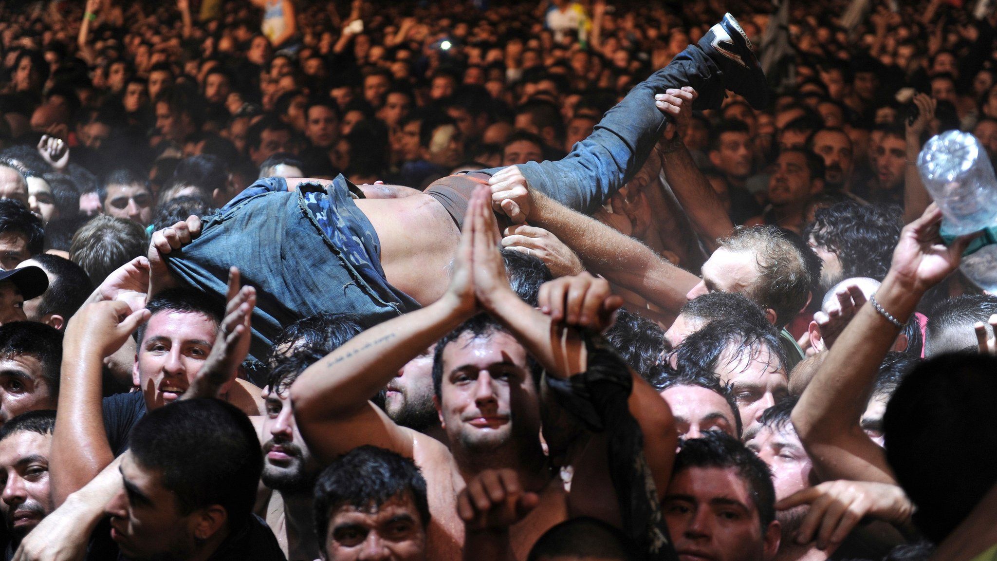 Fans in the mosh pit during Argentina singer Indio Solari's show in Argentina, 11 March 2017