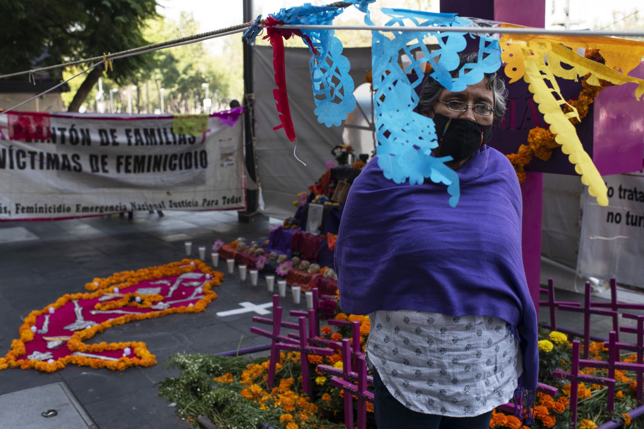 Alma Alvarado, from Jalapa, Veracruz, is in Mexico City supporting the feminist movement and the sit-in that takes place at the anti-femicide monument