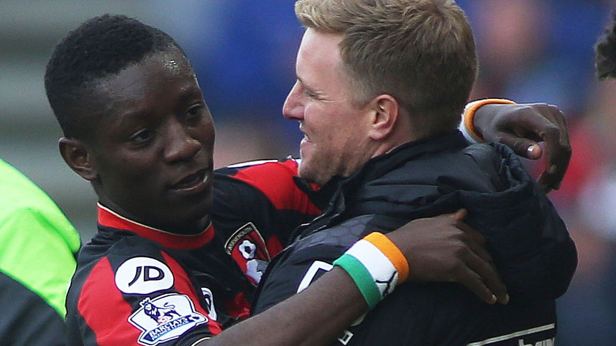 Bournemouth winger Max Gradel (left) celebrates his goal with manager Eddie Howe